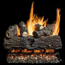 Alpine Flame 18 Inch Charred Canyon Fire Oak Vented Natural Gas Log Set + H-Burner - Match Light image