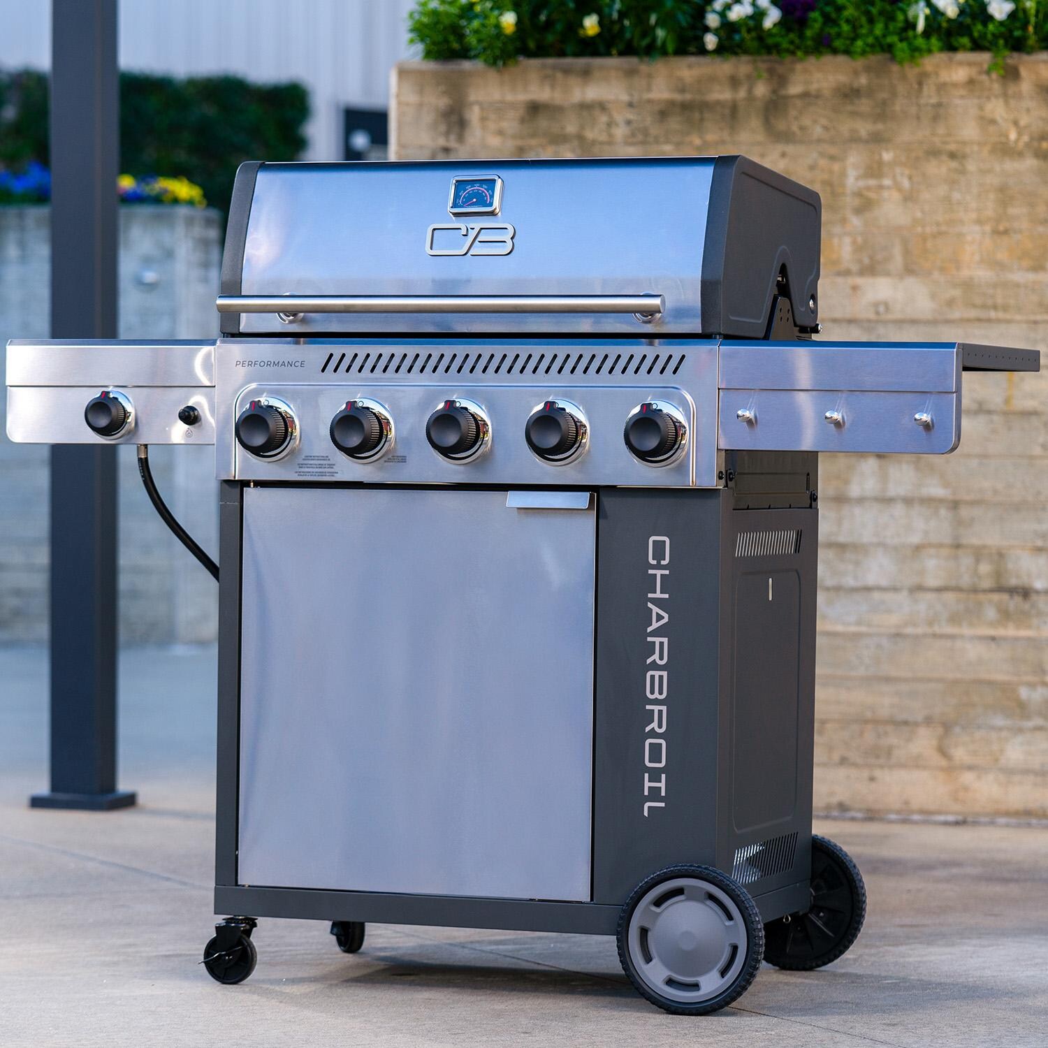 Charbroil 463463225 5-Burner Propane Grill - Stainless - Lid Closed - Lifestyle thumbnail