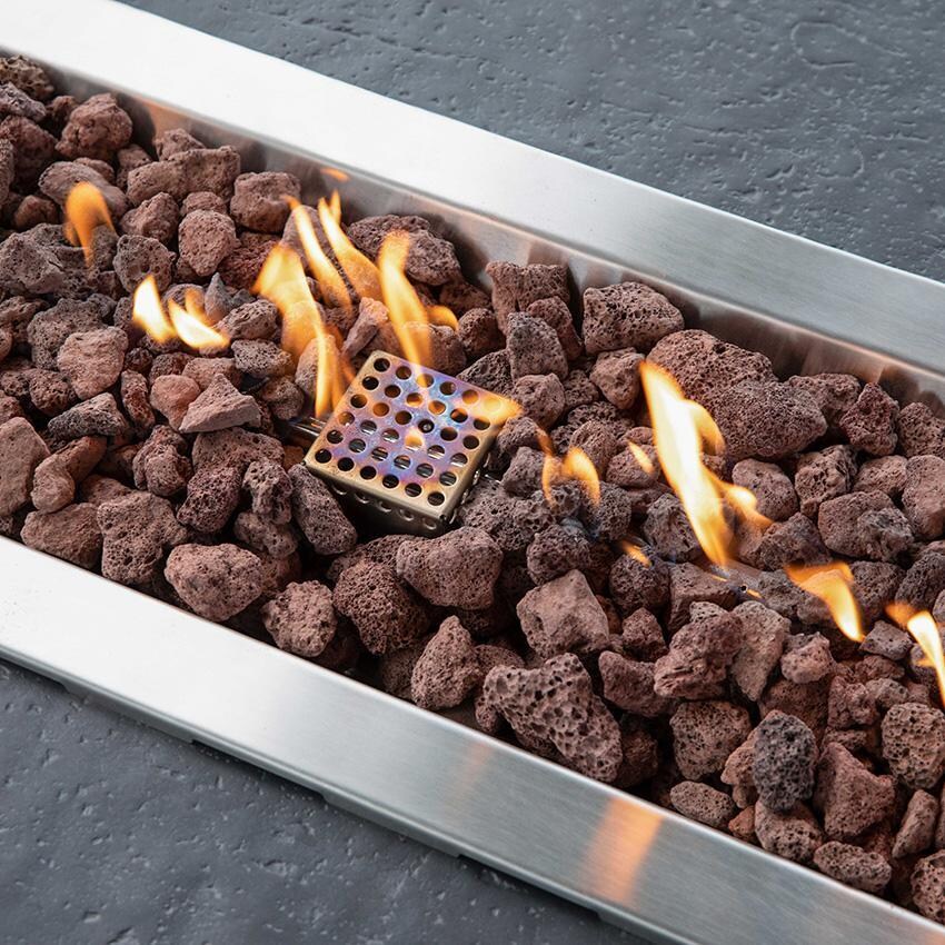 Elementi Hampton OFG139DG-NG 56-Inch Natural Gas Dark Gray Fire Pit Table - Lava Rock Detail thumbnail