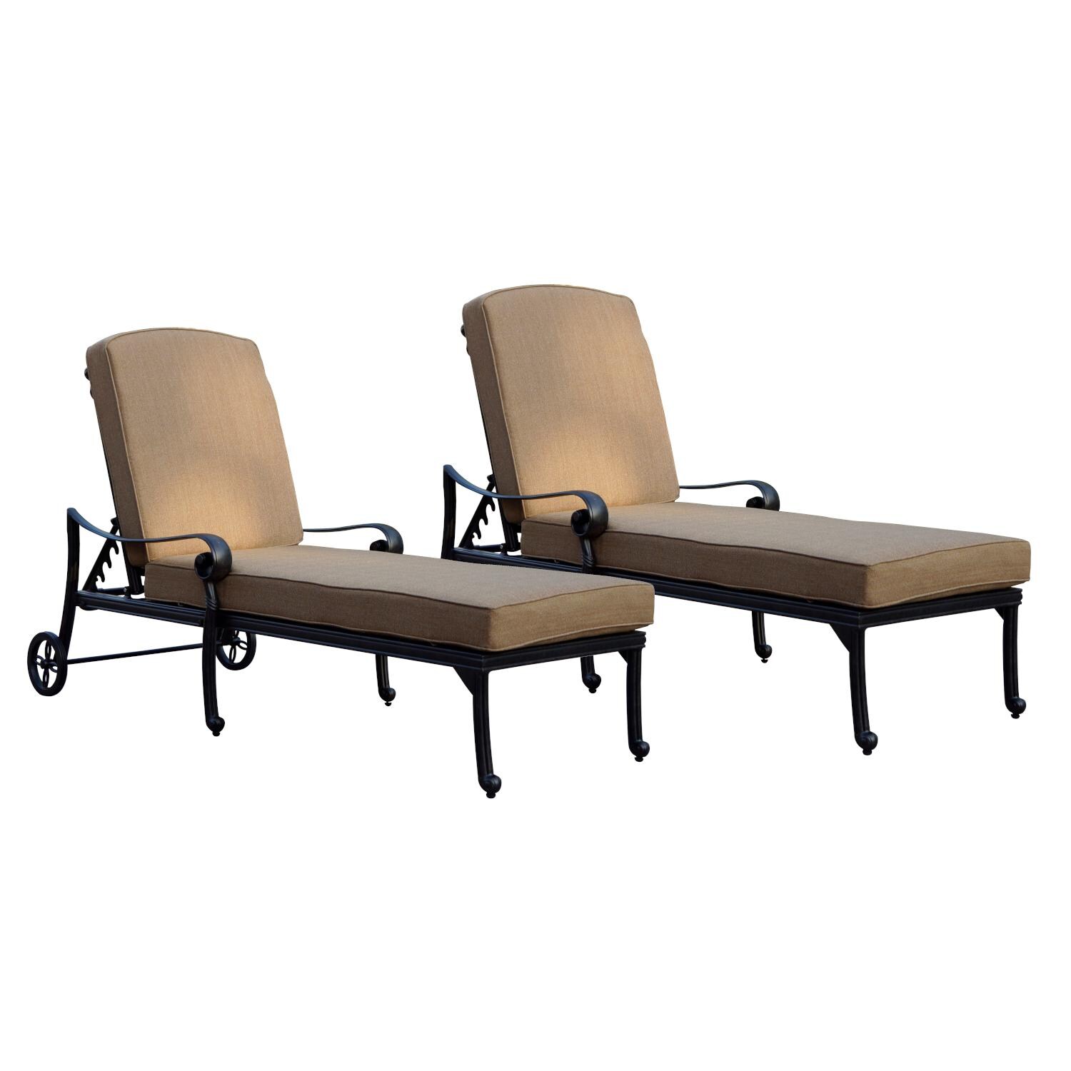 Darlee Santa Monica 2 Piece Cast Aluminum Patio Chaise Lounge Set W