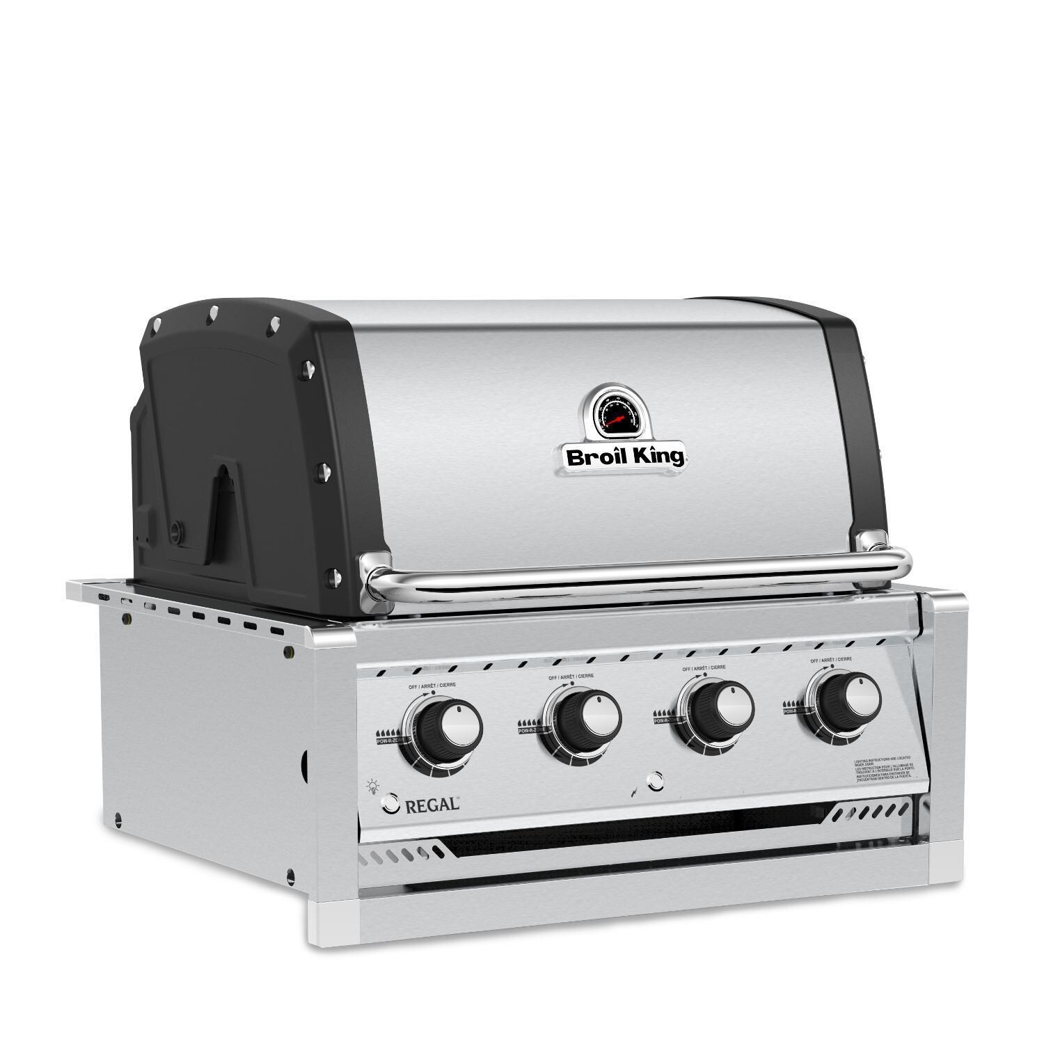 Broil King 885714 Regal S420 4-Burner Built-In Propane Gas Grill - Stainless Steel - Left-Side Angled View thumbnail
