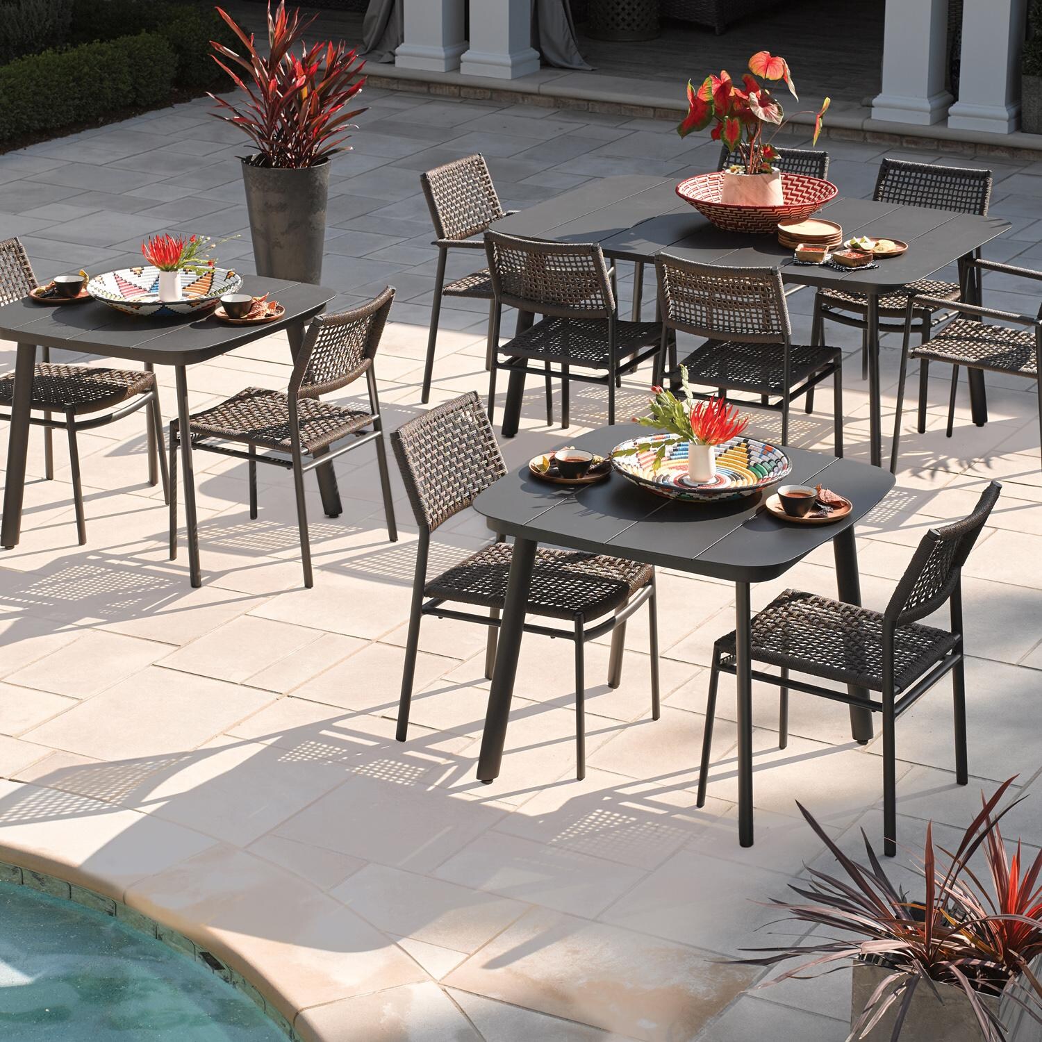 Oxford Garden Eiland 36 Inch Carbon Aluminum Dining Table - Outdoor Dining thumbnail