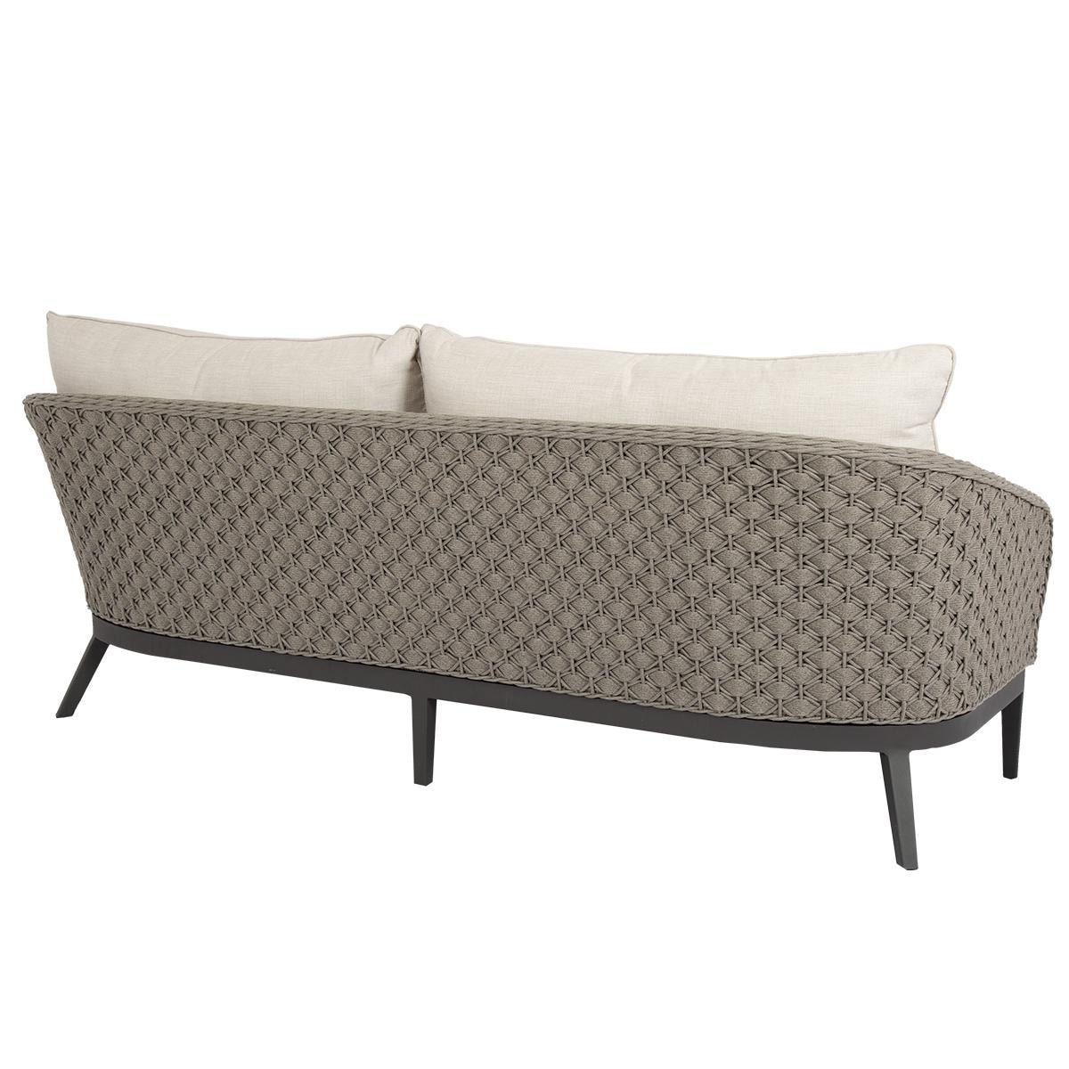 Sunset West - 4501-23-57005 - Marbella Rope & Aluminum Patio Sofa W/ Sunbrella Echo Ash Cushions - Rear View - White Background thumbnail
