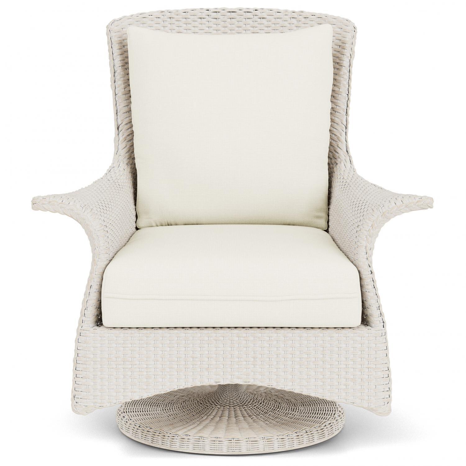 Mandalay Lloyd Loom Swivel Rocker Club Chair in Antique White/Sailcloth Salt by Lloyd Flanders
