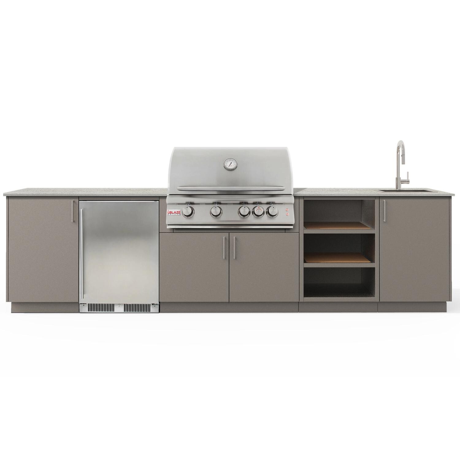 Urban Bonfire Breeze 32 Outdoor Kitchen w/ Blaze LTE Natural Gas Grill, Sink, Refrigerator, Keon Dekton Countertop & Clay Finish - B-Breeze-32-Blaze-Keon-Clay