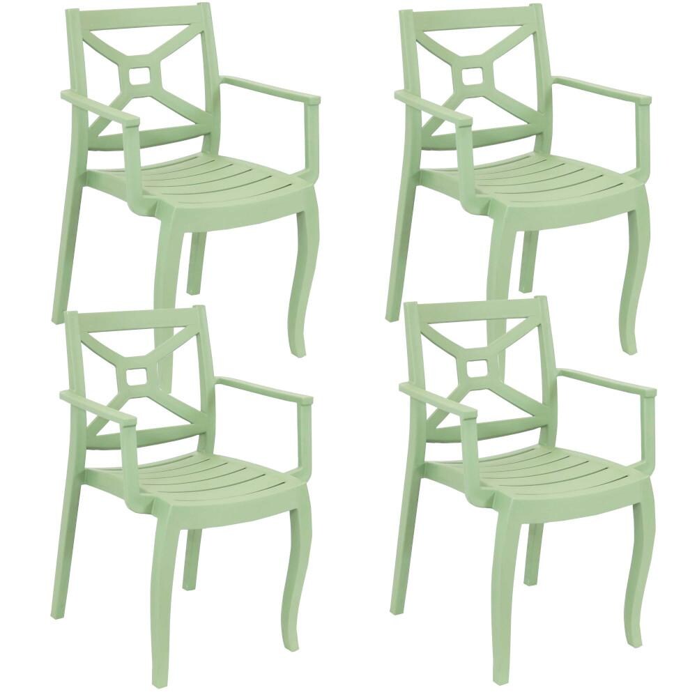 Sunnydaze Decor Tristana Plastic Outdoor Arm Chair - Set of 4 - Spring Green - RBW-242-4PK image
