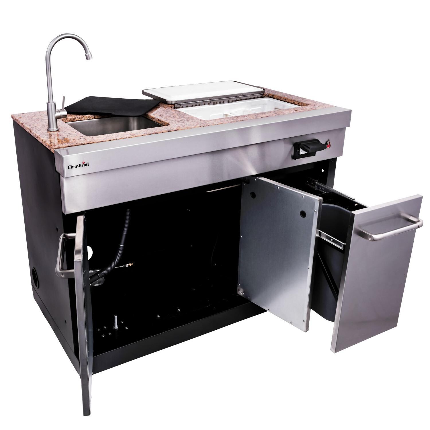 Charbroil 463246418 Medallion Series Modular Outdoor Kitchen Entertainment Module - Angled Open Doors and Drawers