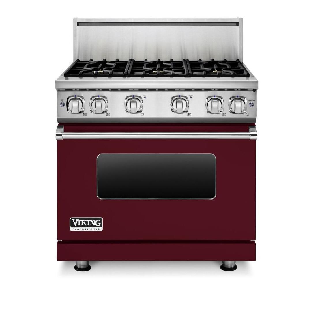 Viking Professional 7 Series 36-Inch 6-Burner Natural Gas Range - Burgundy - VGR73626BBU image