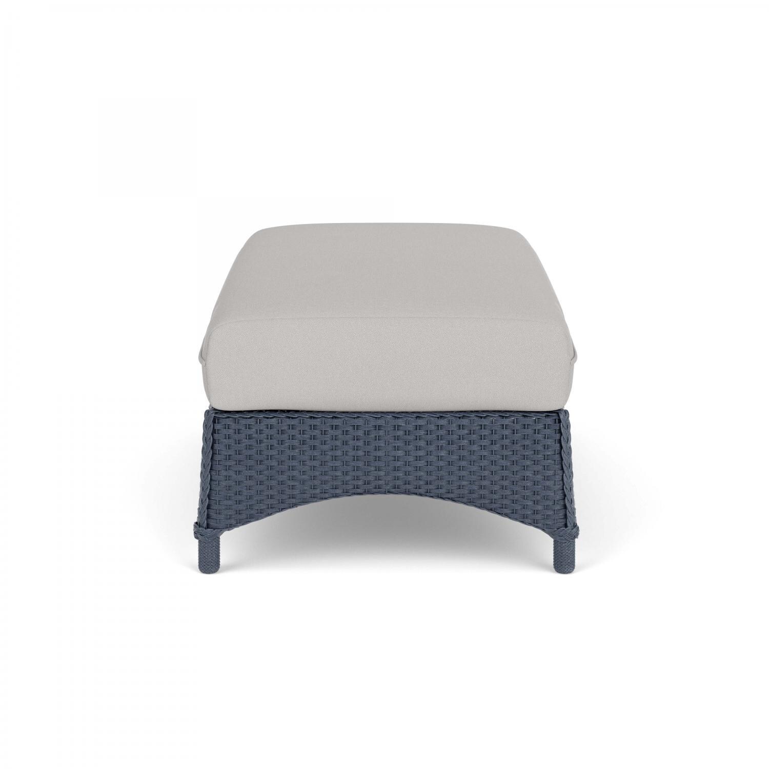 Lloyd Flanders Mandalay Large Ottoman in Denim Blue Finish with Tundra Dove Fabric - Side thumbnail