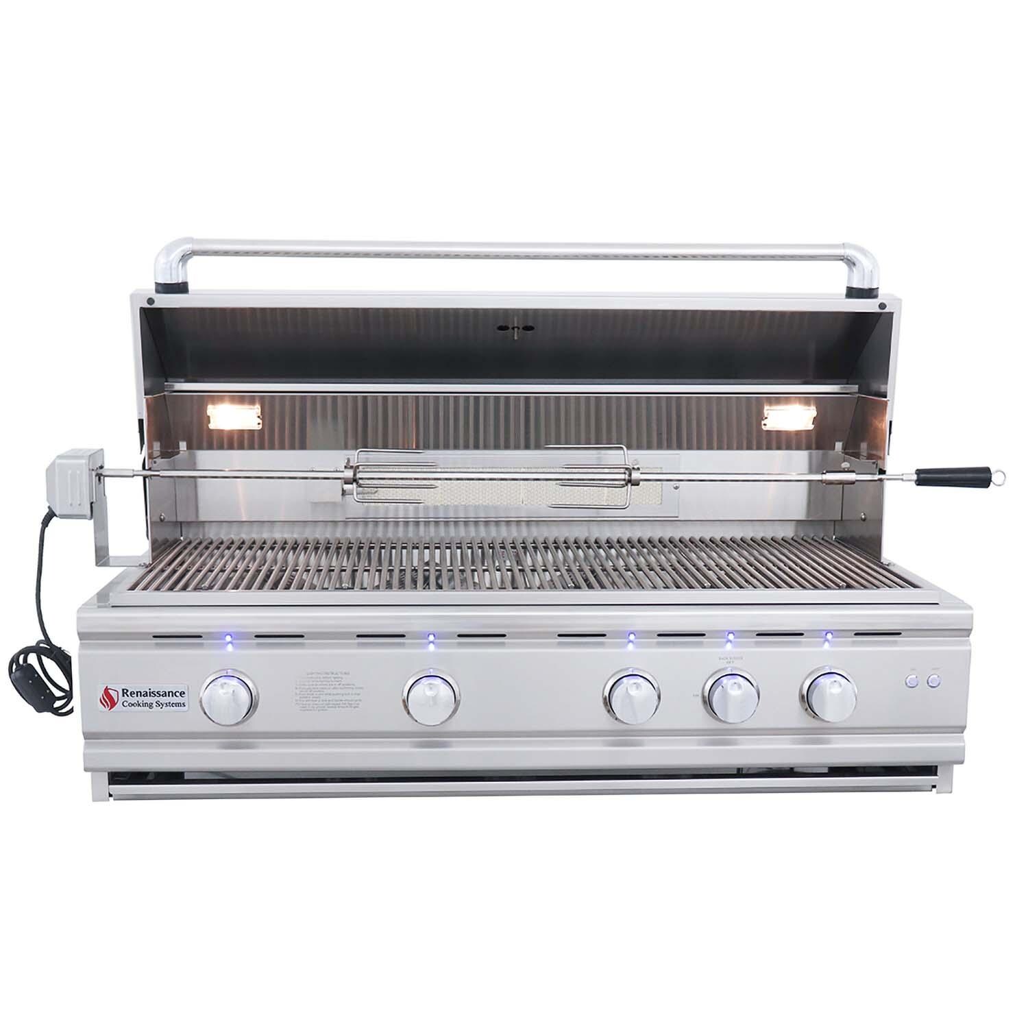 RCS RON42B Cutlass Pro 42 Inch Built-In Natural Gas Grill - Hood Open - White Background thumbnail