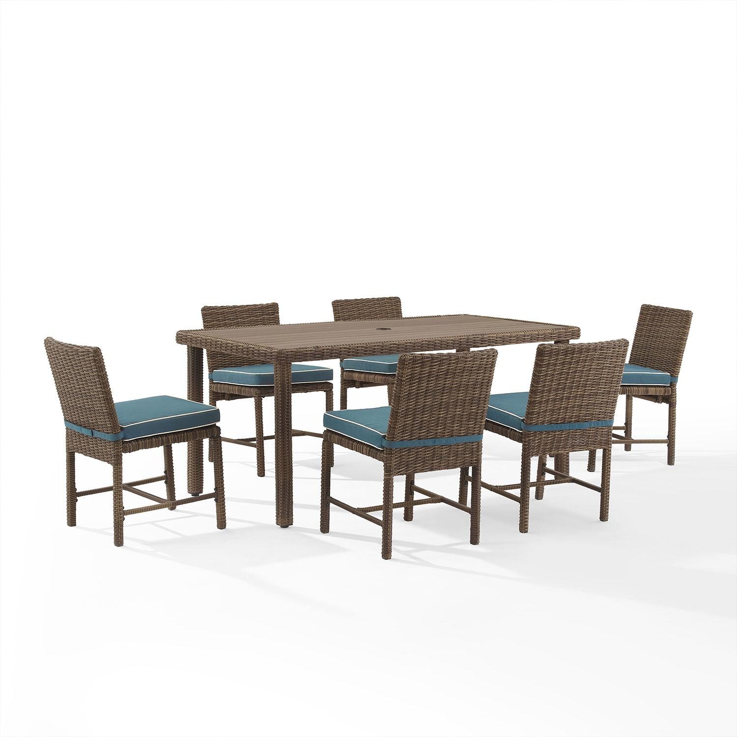 Ultimate Patio UP-92653WB-NV 7Pc Wicker Outdoor Dining Set in Navy - Display - White Background thumbnail