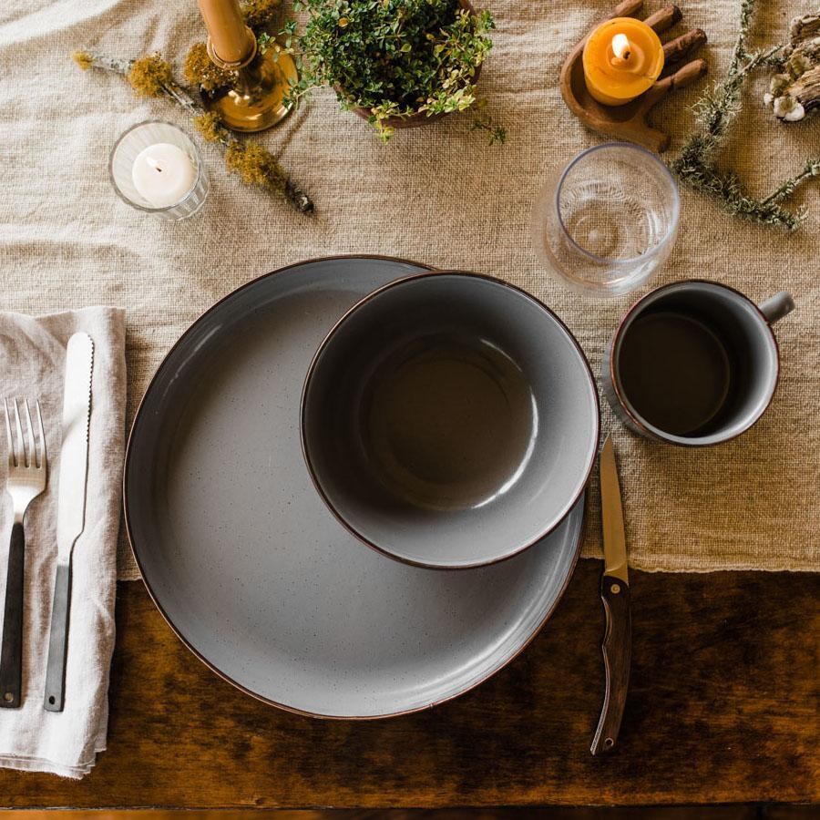 Barebones Living BND-1343 Enamel Dining Set - 16pc - Slate Gray - Lifestyle thumbnail