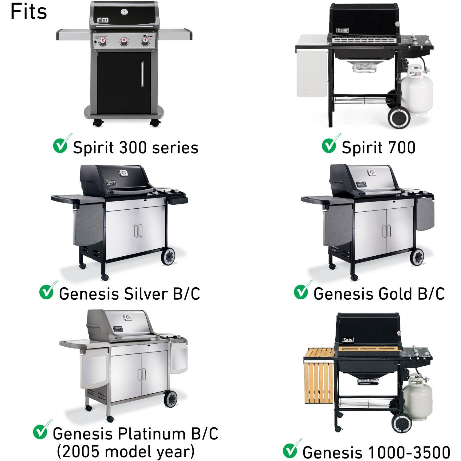 Weber 7638 Porcelain-Enameled Cooking Grates For Genesis B & Spirit 300 Series Gas Grills - Grill Compatibility thumbnail