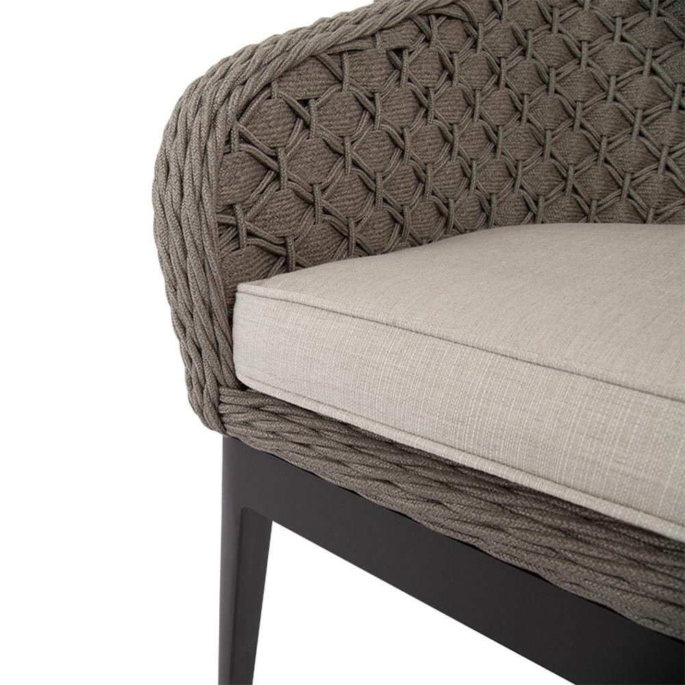 Sunset West - 4501-1-57005 - Marbella Rope & Aluminum Patio Dining Chair W/ Sunbrella Echo Ash Cushion - Seat Detail thumbnail