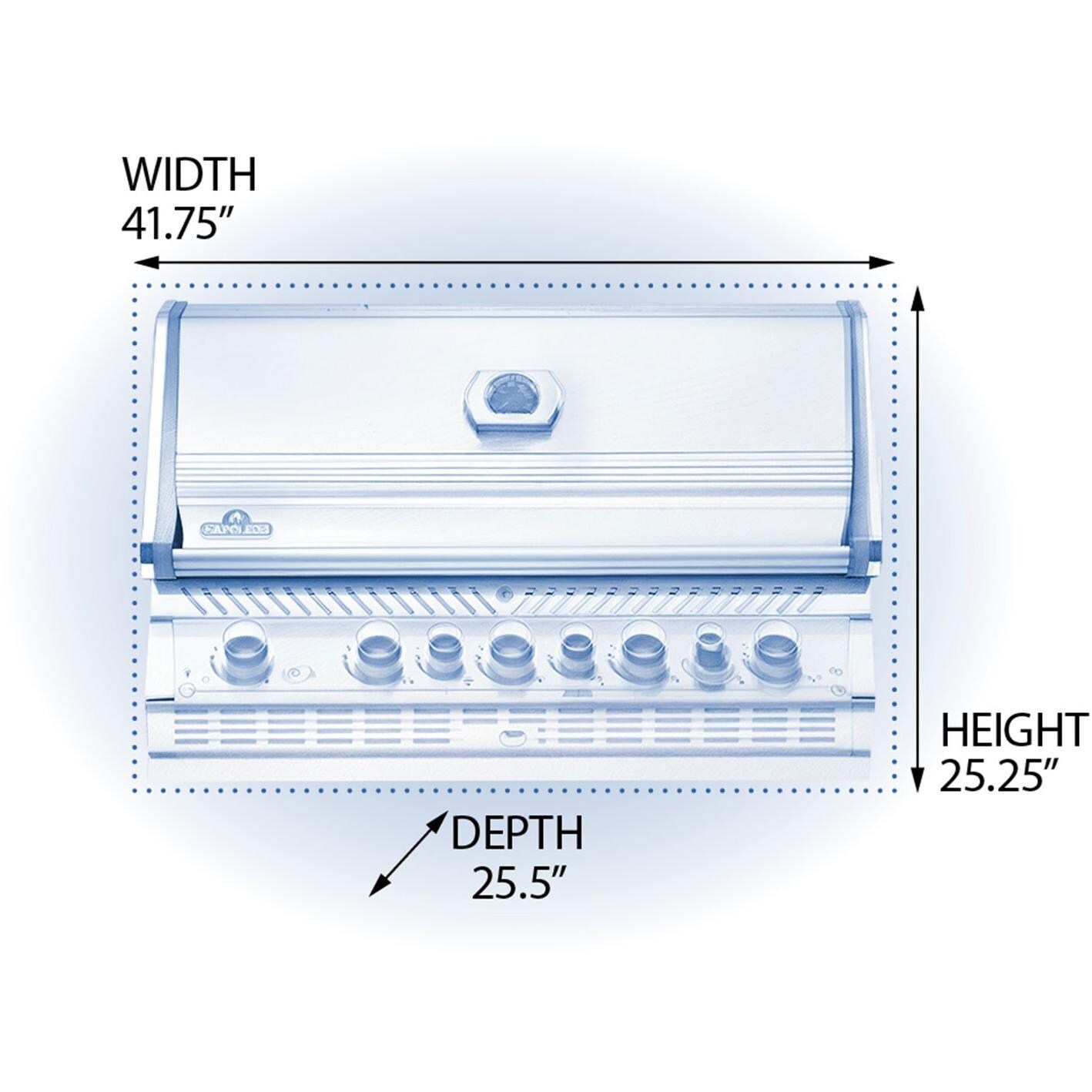 Napoleon BIPRO665RBNSS-3 Prestige PRO 665 Built-in Natural Gas Grill with Infrared Rear Burner (2019) - Dimensions - Diagram thumbnail