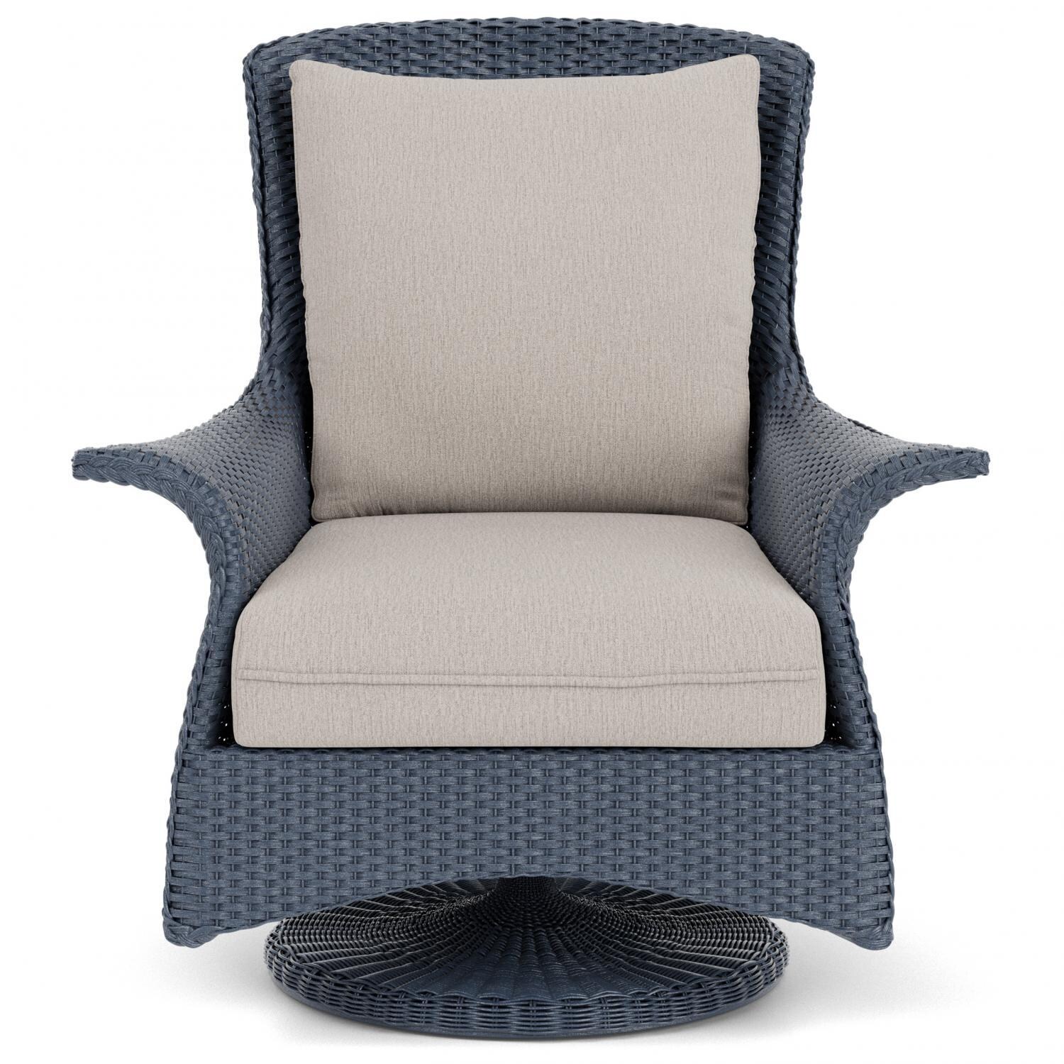 Mandalay Lloyd Loom Swivel Rocker Club Chair in Denim Blue/Remy Cloud by Lloyd Flanders