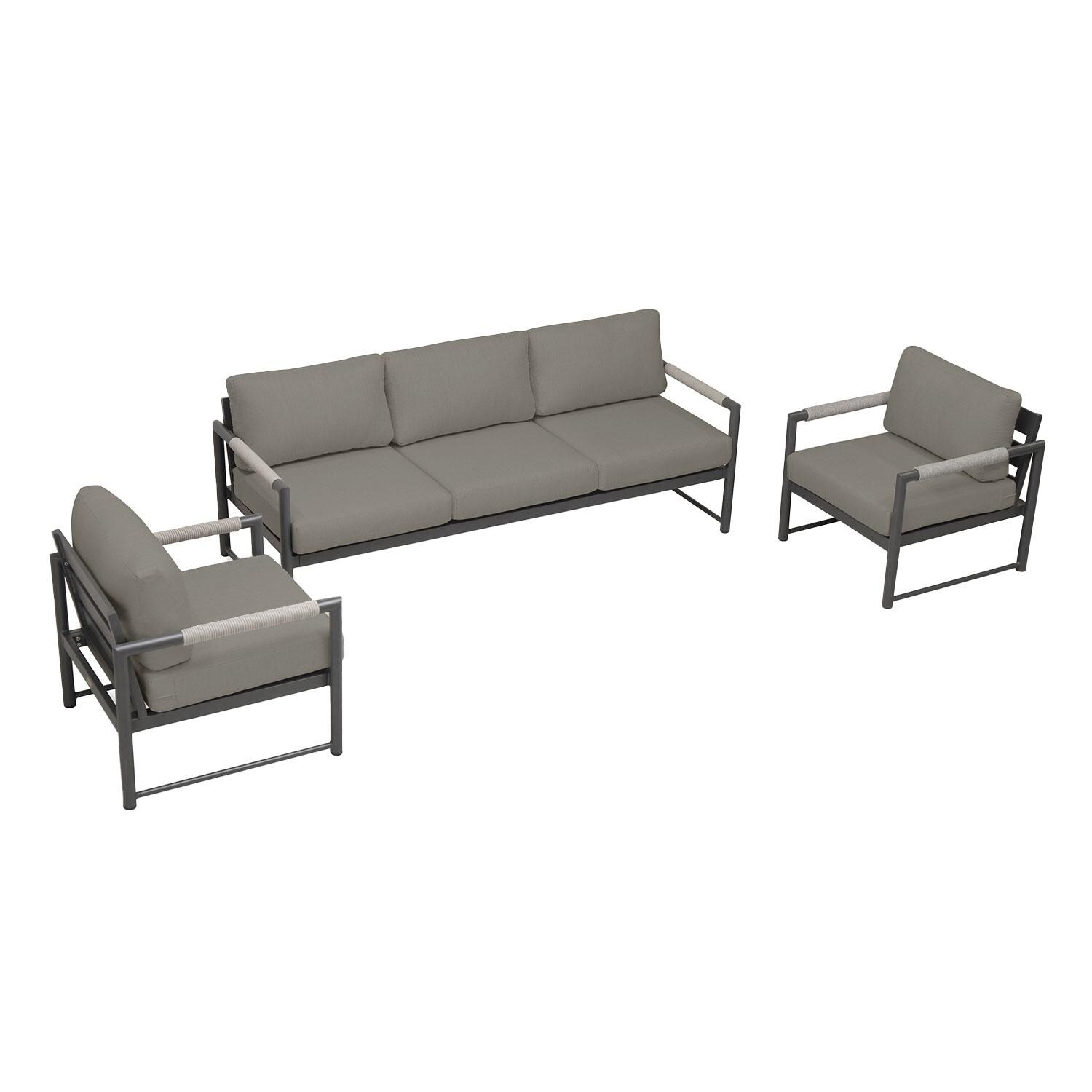 Lakeview AVEBAY-SL-PG-SET141-CC Avenue Bay Slate/Pebble Gray Sofa Club Chair Set - Canvas Charcoal - Overhead View - White Background thumbnail