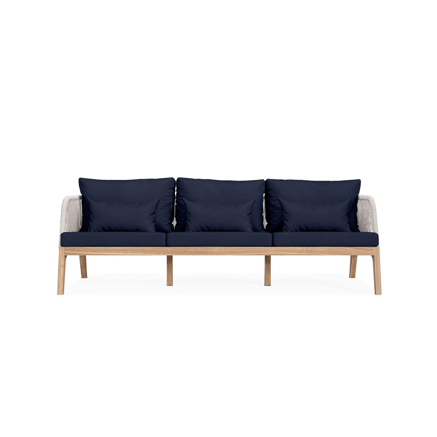 Willowlake 3 Person Teak Sofa in Indigo by Lakeview Outdoor Designs - White Background thumbnail