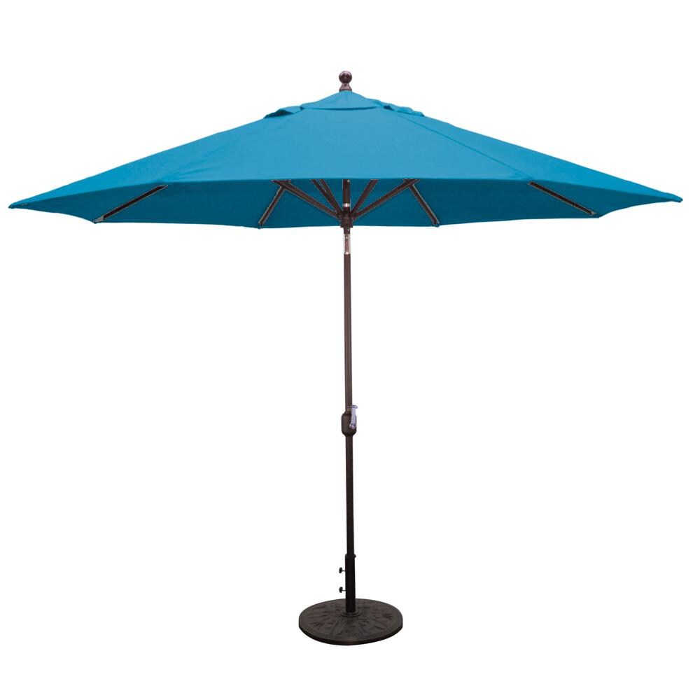 Galtech 11 Ft. Octagonal Aluminum Patio Umbrella W/ Crank Lift & Deluxe Auto Tilt - Antique Bronze Frame W/ Pacific Blue Sunbrella Fabric (Umbrella Base Not Included) thumbnail