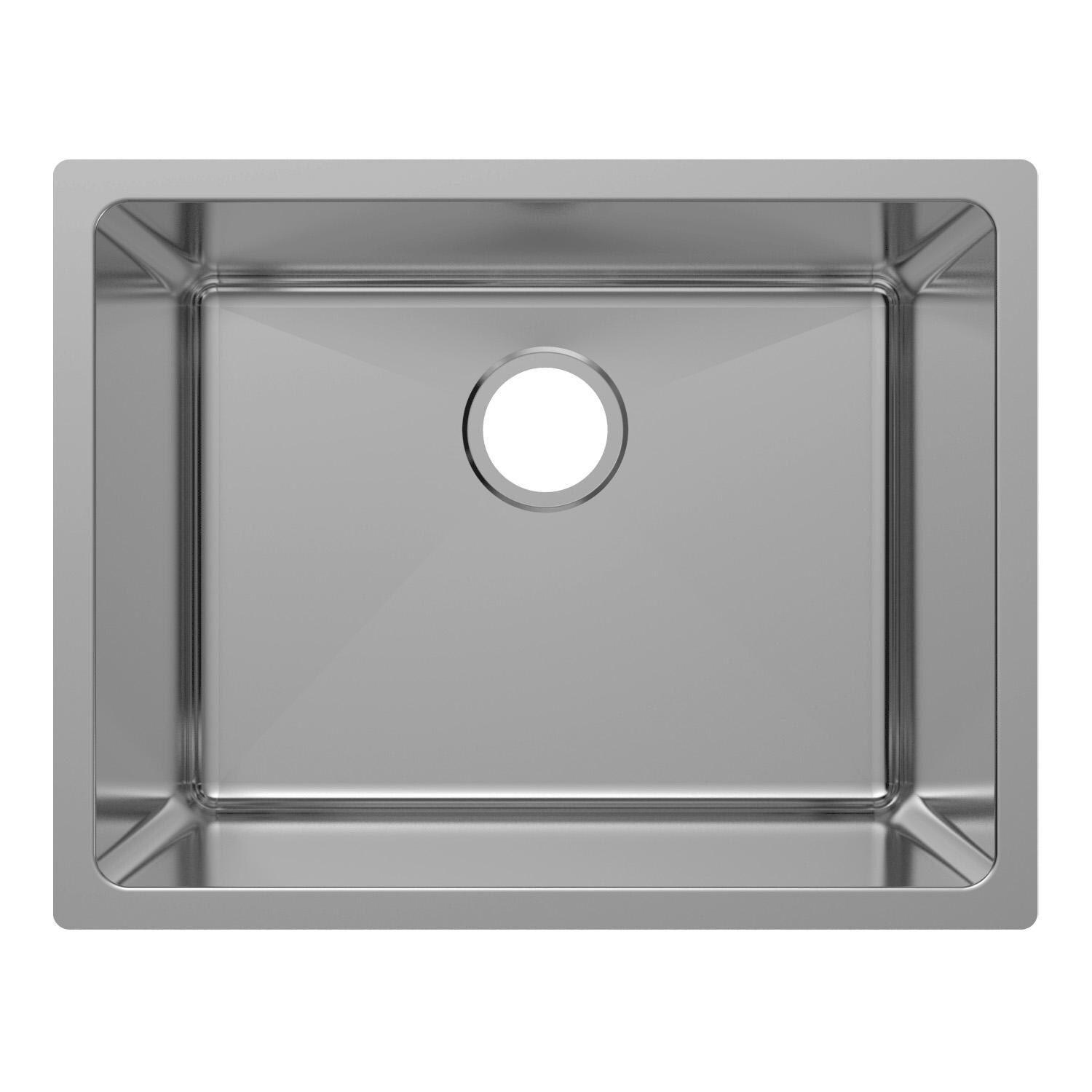 Huntington Brass MP-2318 + GD-150 + HBK1983201-YU + LI-XD Metroplace 23 X 18 Stainless Steel Outdoor Sink with Huntington Brass Dual Spray 15.75 Inch High Pull Down Faucet, Grid and Strainer Basket - Sink - White Background thumbnail