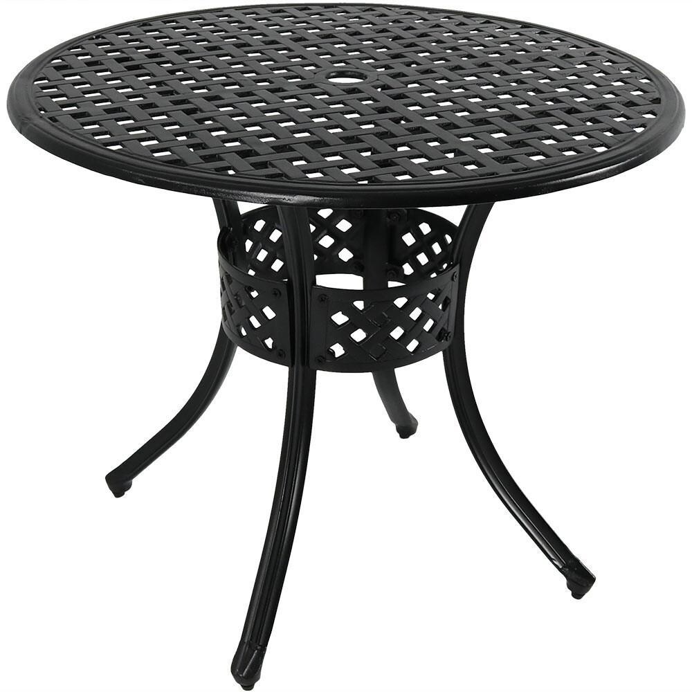 Ultimate Patio 33-Inch Black Cast Aluminum Round Dining Table - Full View thumbnail