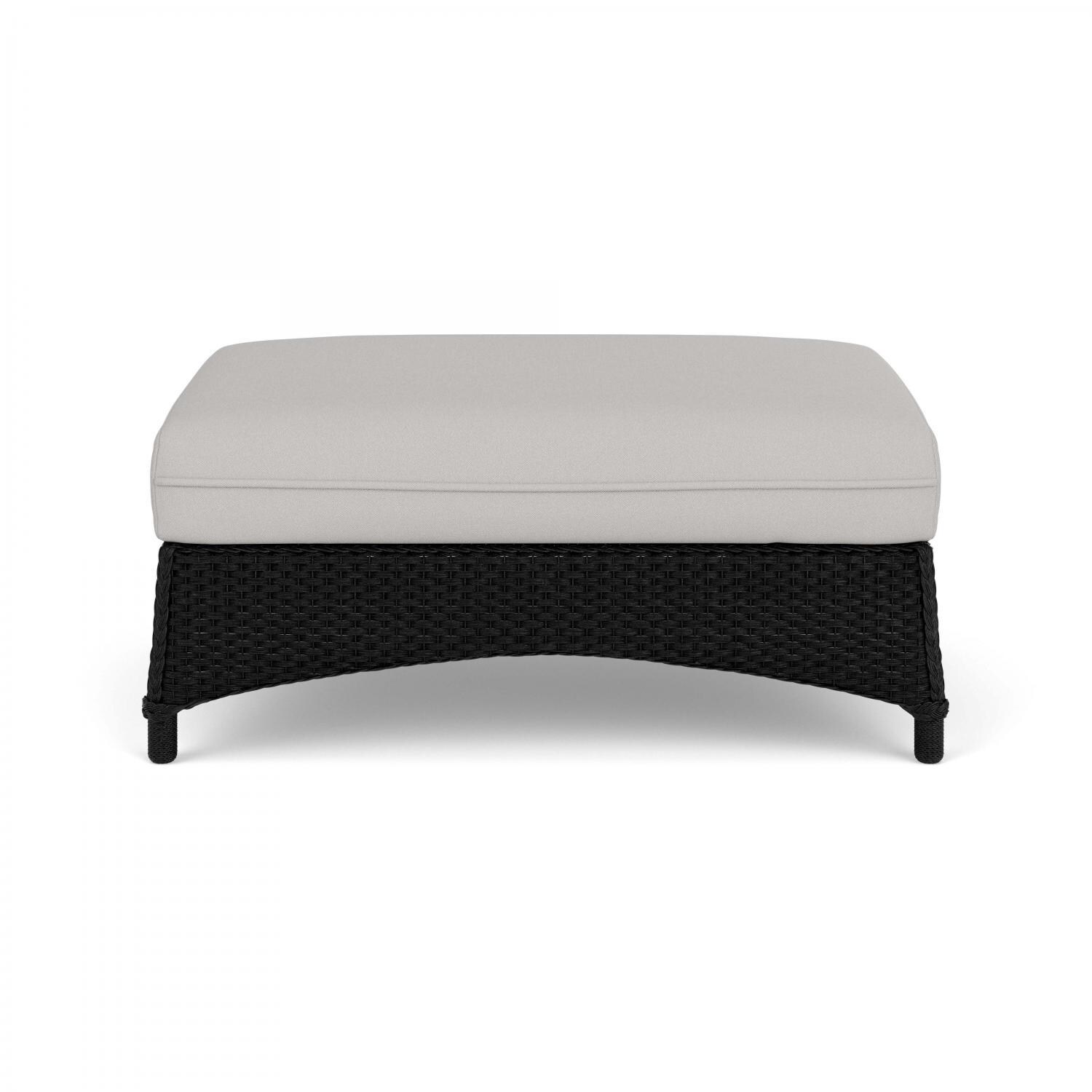 Lloyd Flanders Mandalay Large Ottoman in Ebony Finish with Tundra Dove fabric - Back thumbnail