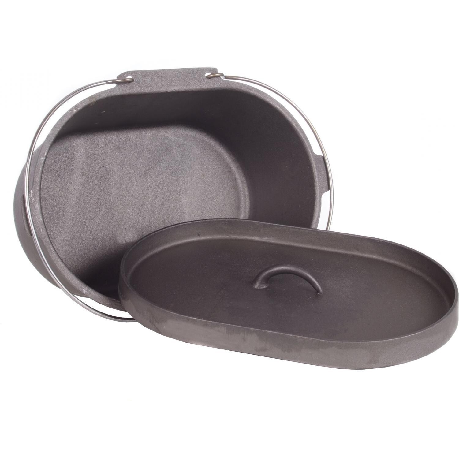 Cajun Cookware 8-Quart Oval Unseasoned Cast Iron Casserole Pot With Lid - Inside View thumbnail