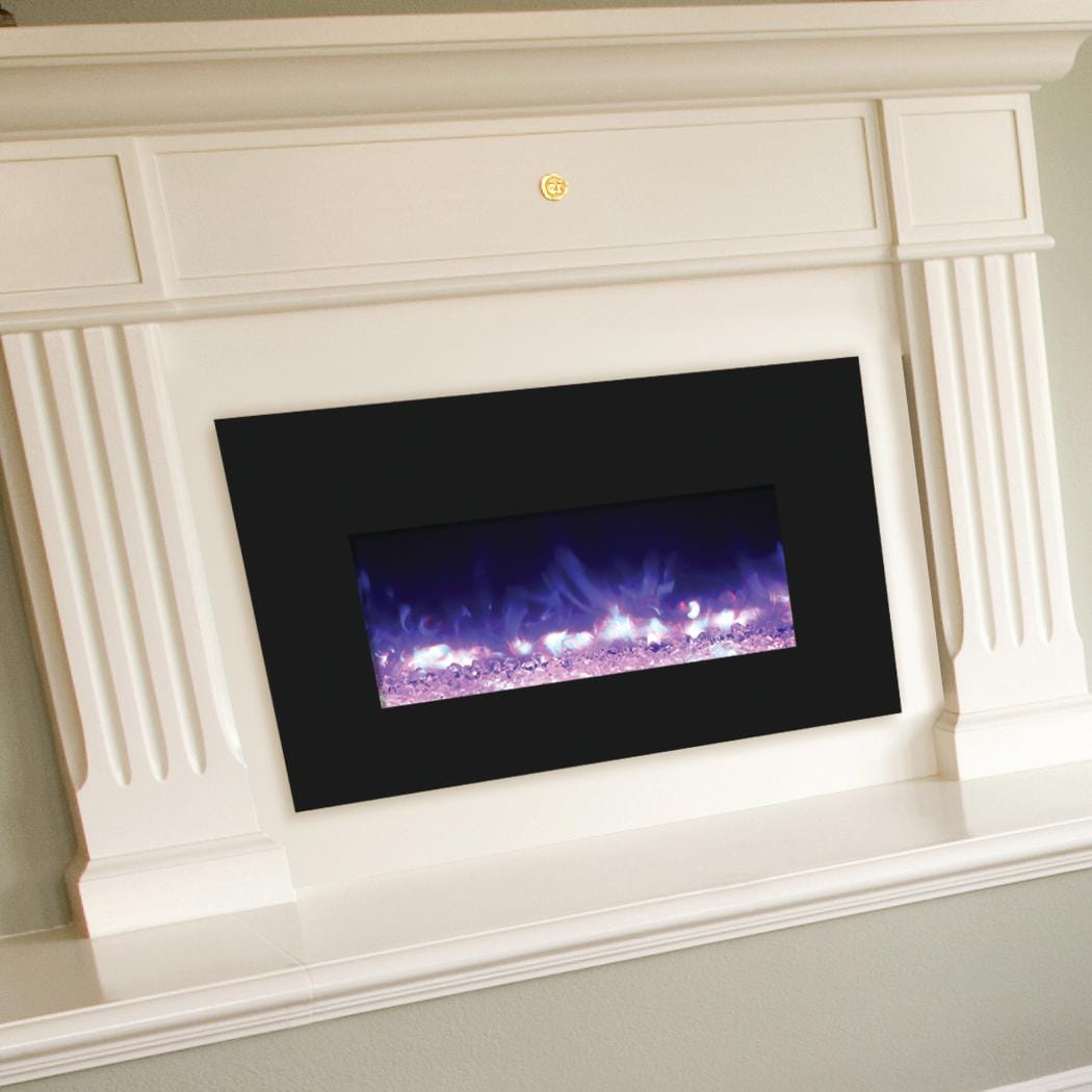 Amantii 30 Inch Electric Fireplace Insert With Black Glass Surround Amantii 30 Inch Electric Fireplace Insert With Black Glass Surround