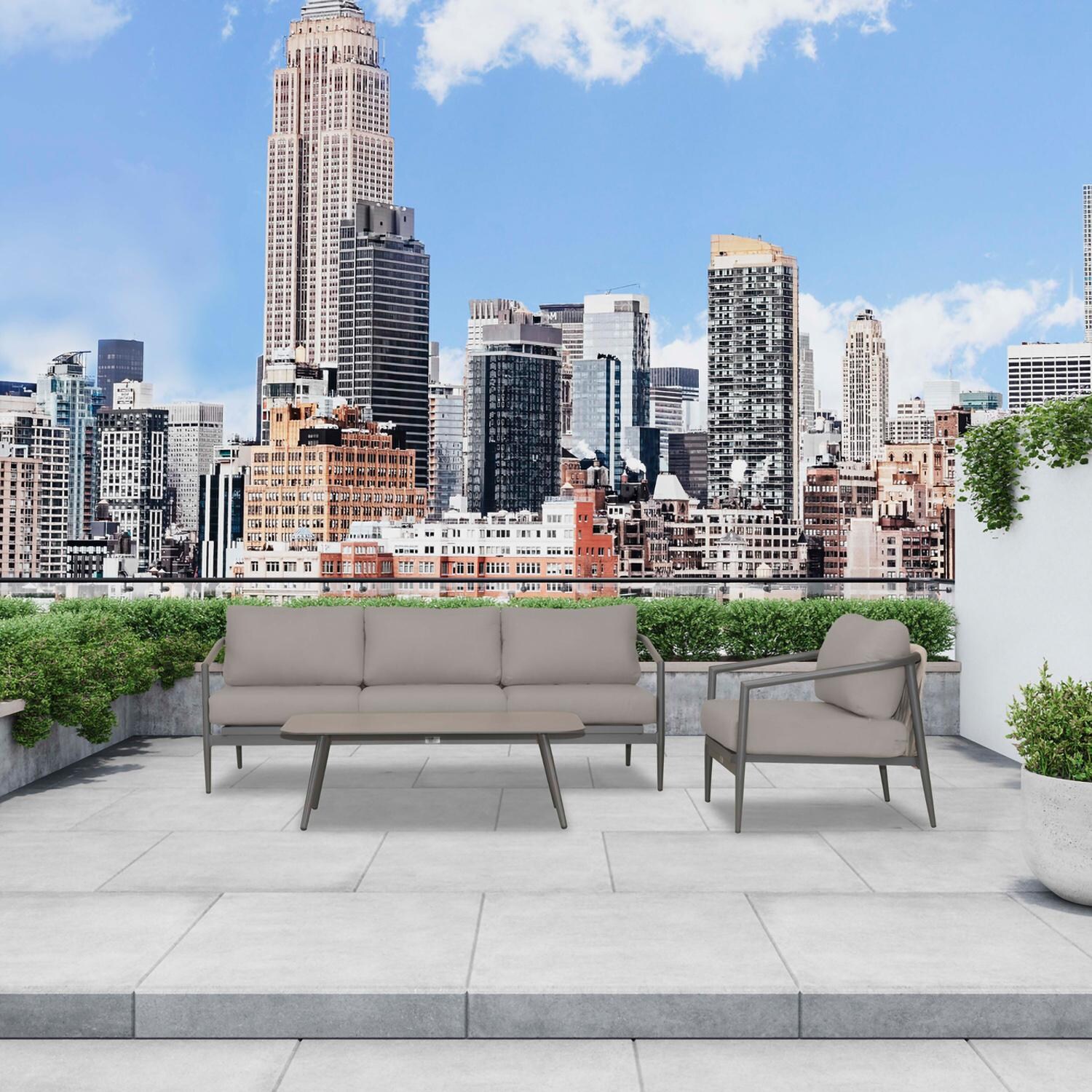 Lakeview Midnight Cove 3 Pc Aluminum Sofa Seating Set in Slate/Pebble Gray/Canvas Charcoal - Lifestyle thumbnail