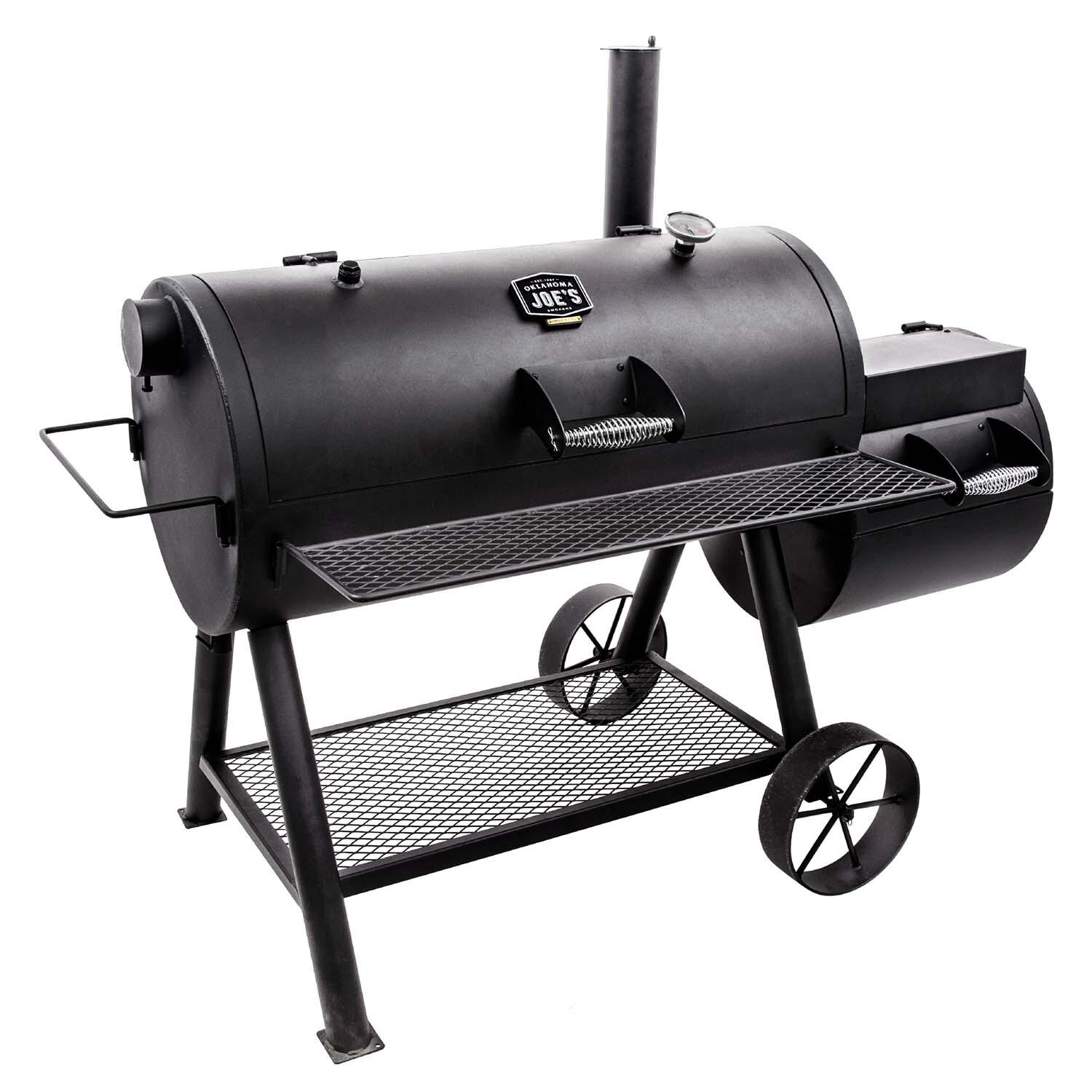 Oklahoma Joe's 17202053 Longhorn Reverse Flow Smoker - Left Angled - White Background thumbnail