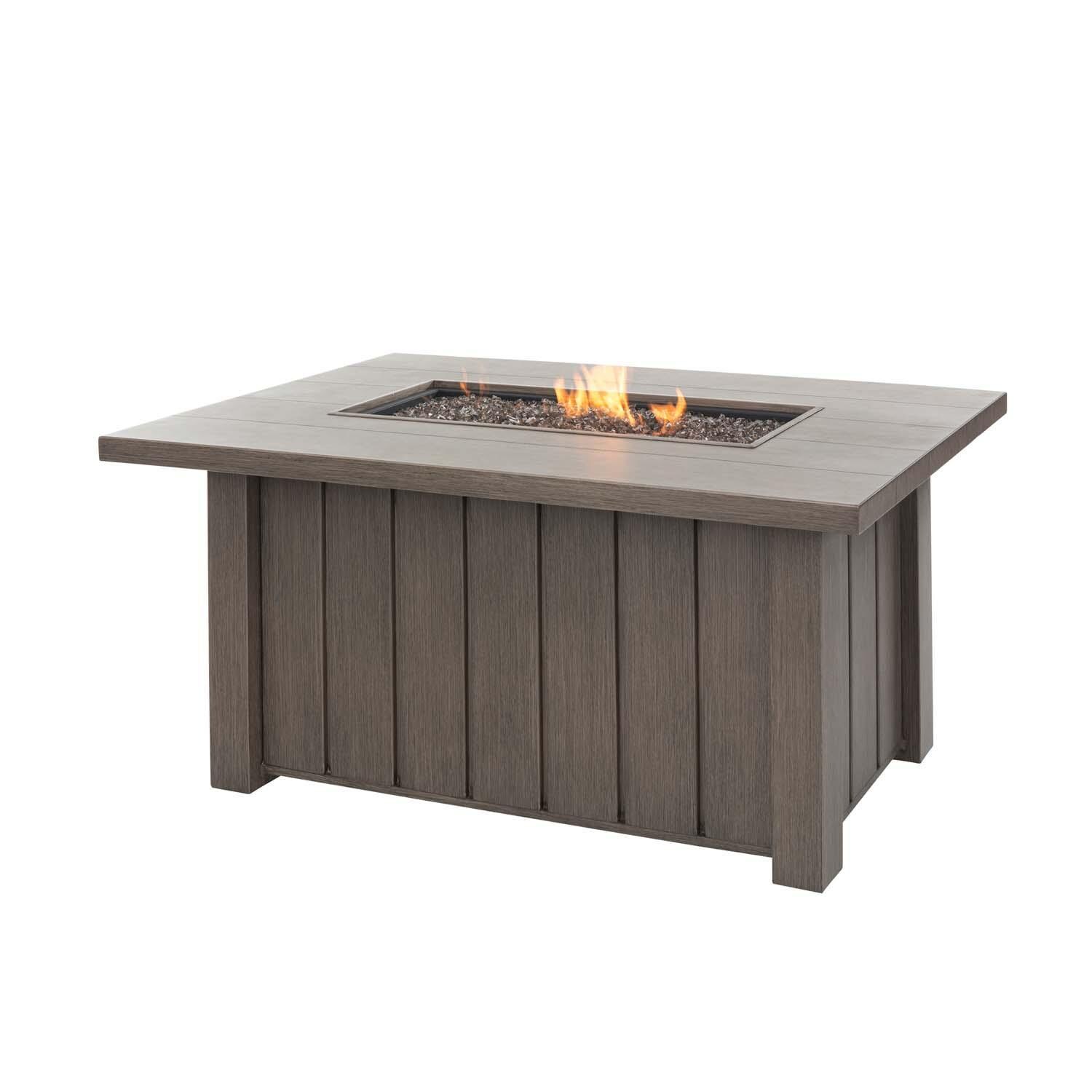 Trevi 32 Inch Rectangular Aluminum Propane Fire Pit w/ Lid in Hickory by Ebel - White Background thumbnail