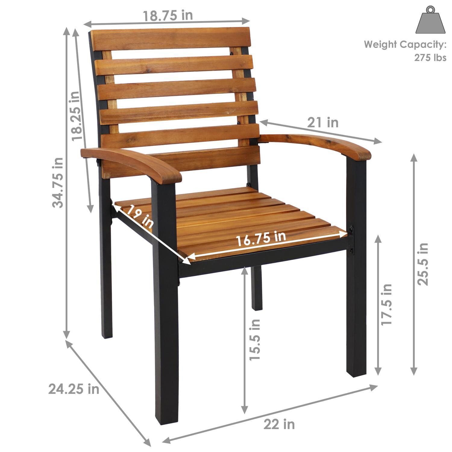 Ultimate Patio Acacia Wood & Steel Outdoor Patio Armchair - Dimensions thumbnail