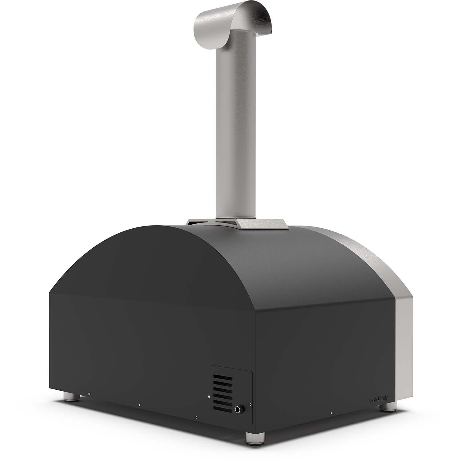 Alfa FXFT-4P-GNEGO-U Futuro 4 Pizze Propane Pizza Oven - Wrinkle Black - Back Right Angled View - White Background thumbnail