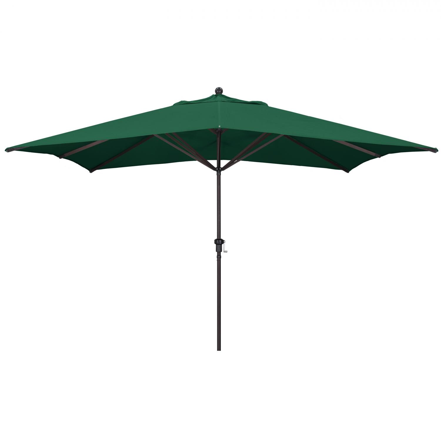 California Umbrella 8 X 11 Ft. Rectangular Aluminum Patio Umbrella W/ Crank Lift & Aluminum Ribs - Bronze Frame / Sunbrella Canvas Forest Green Canopy