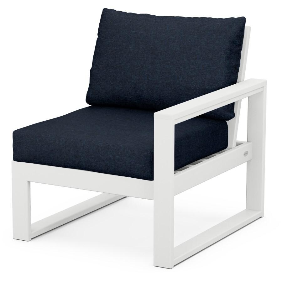 POLYWOOD EDGE 6-Piece Modular Deep Seating Set in White / Marine Indigo - Right Arm Chair thumbnail