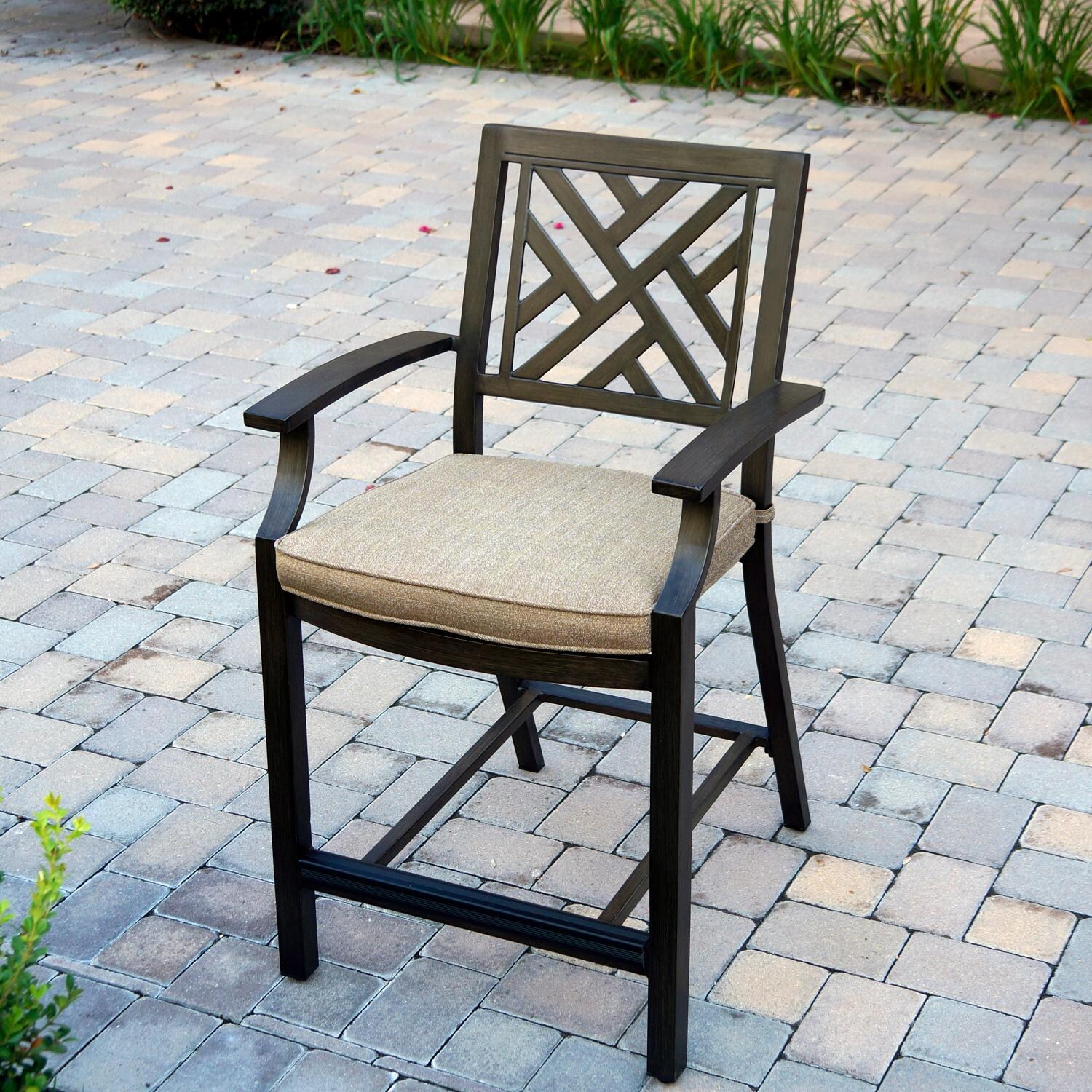 Brooklyn Aluminum 4 Pc Set Counter Height Bar Stool Set in Multi Brown/Sesame by Darlee