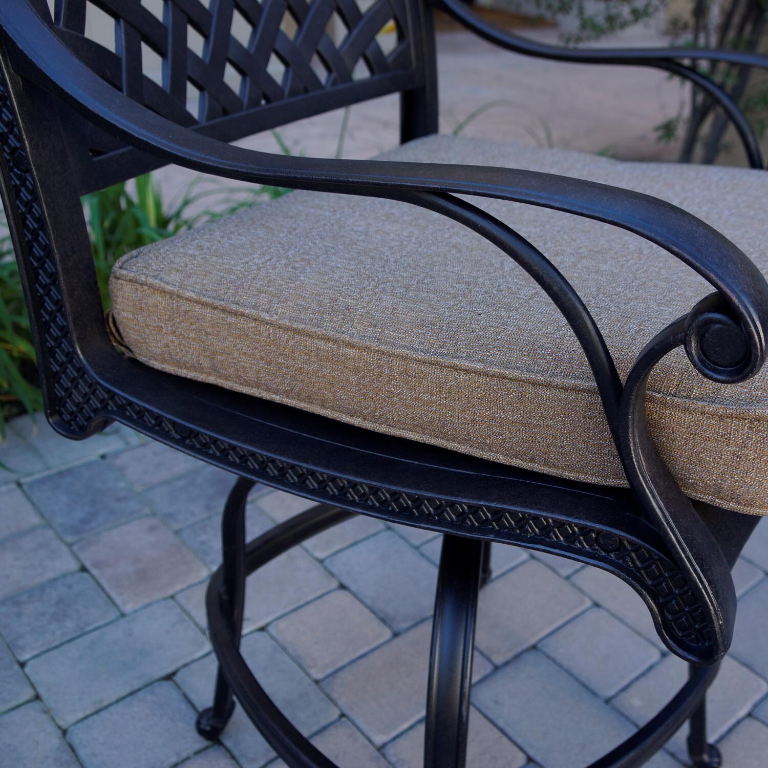 Nassau Cast Aluminum Patio Swivel Bar Stool By Darlee - Arm Detail thumbnail