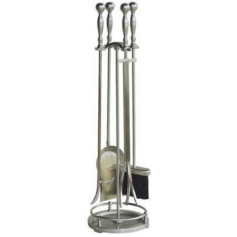 UniFlame 5 Piece Satin Pewter Fireset With Ball Handles