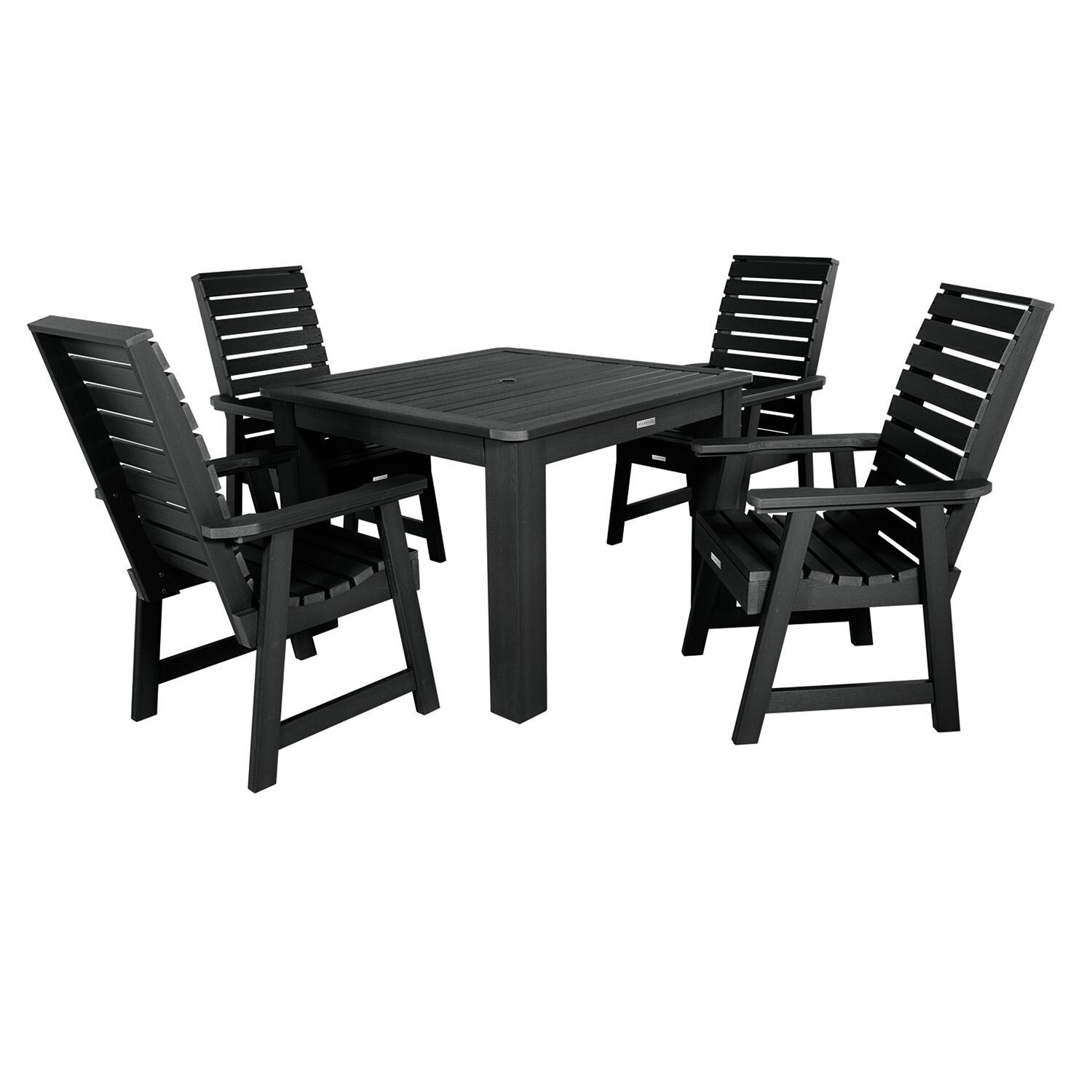 Elm Pointe 5 Pc Square Dining Set in Black By Lakeview Outdoor Designs - White Background thumbnail