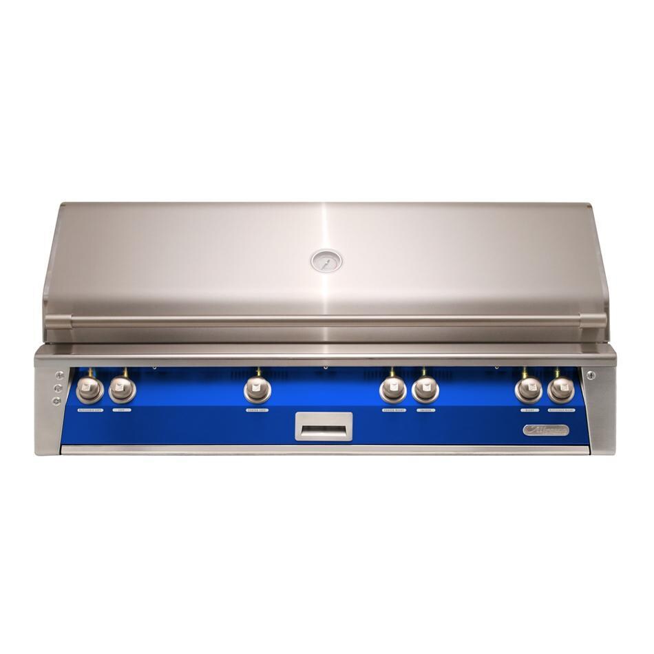 Alfresco ALXE 56-Inch Built-In Natural Gas All Grill With Sear Zone And Rotisserie in Ultramarine Blue - ALXE-56BFG-NG-S5002