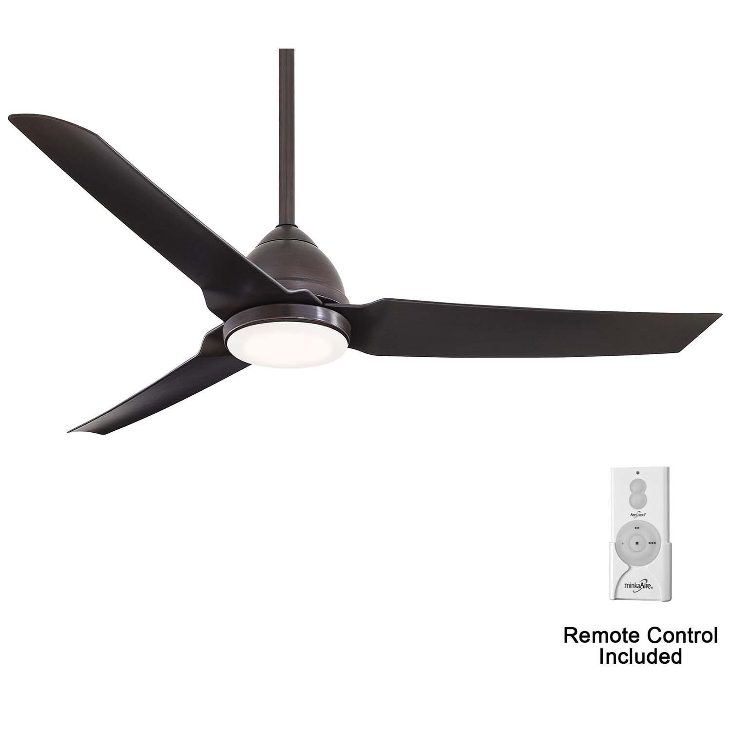Minka-Aire F753L-CL Java 54-Inch 3-Blade Ceiling Fan in Coal Finish w/ Coal Blades & Etched Opal Glass - Remote Included thumbnail