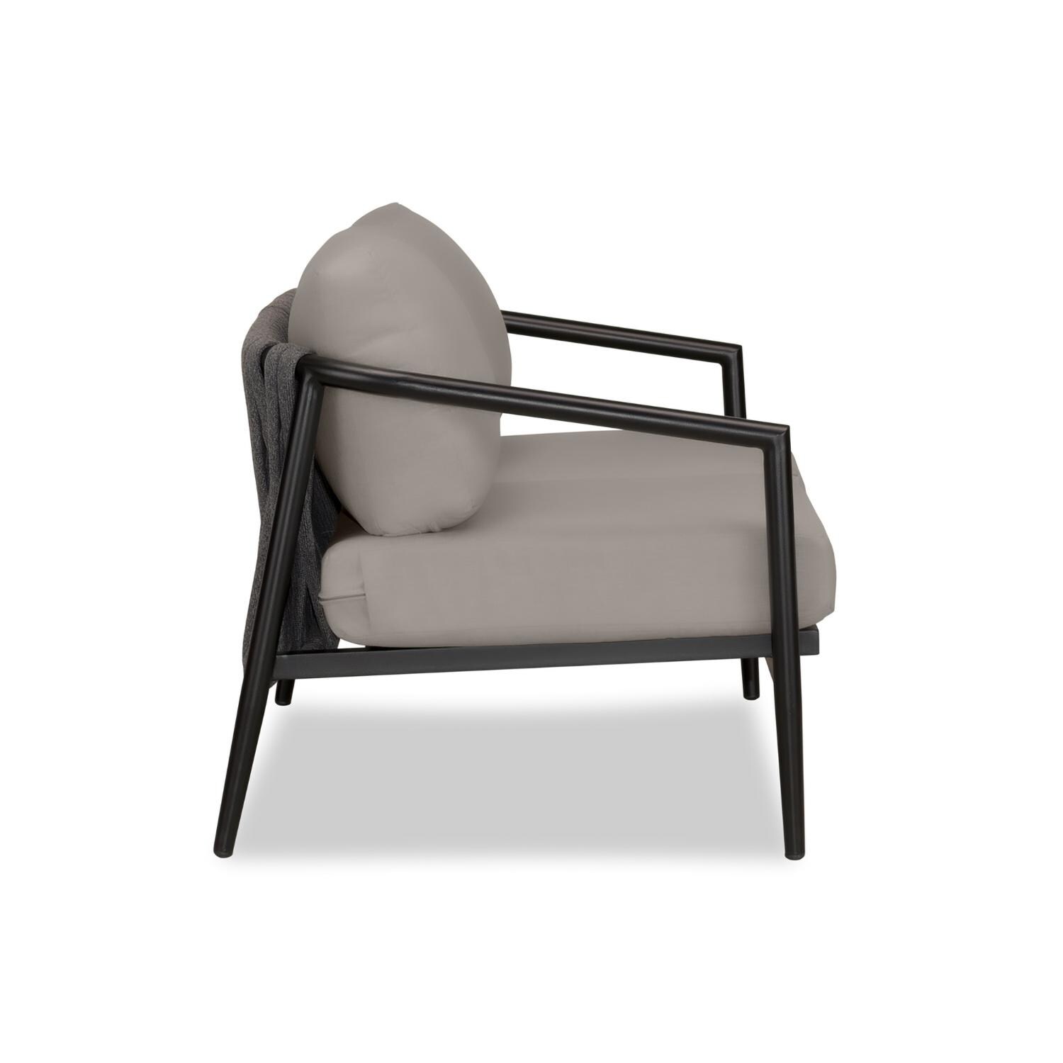 Lakeview Midnight Cove 2 Person Aluminum Loveseat in Black/Carbon/Canvas Charcoal - Side - White Background thumbnail