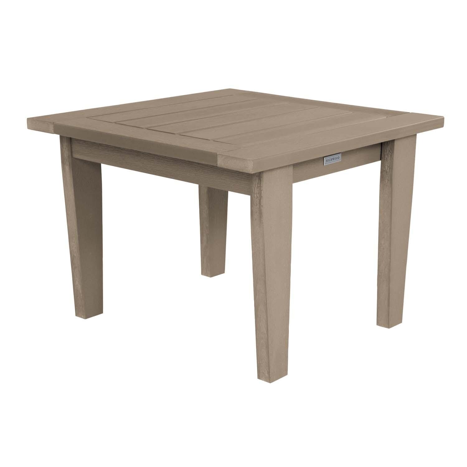 Blushing Bay 6 Pc Recycled Plastic Grand Seating Set in Canvas Seasalt/Woodland Brown by Lakeview Outdoor Designs - End Table - White Background thumbnail