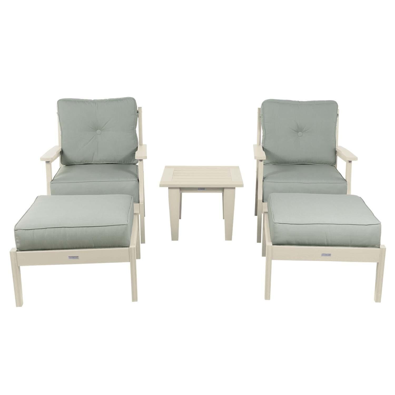 Blushing Bay 5 Pc Recycled Plastic Seating Set in Canvas Seasalt/Whitewash by Lakeview Outdoor Designs - White Background thumbnail