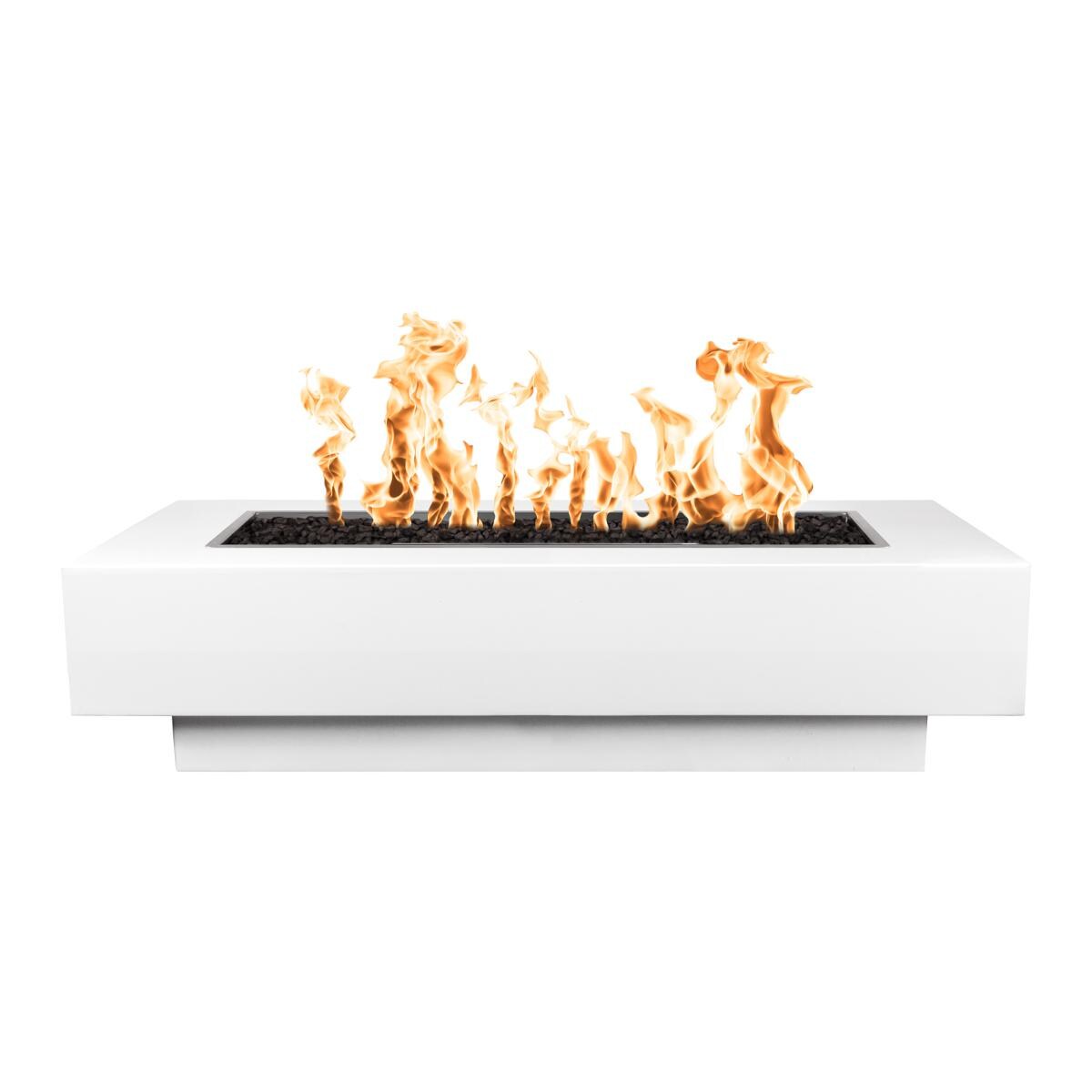 Coronado 48 Inch Rectangular Powder Coated Steel Natural Gas Fire Pit in White by The Outdoor Plus