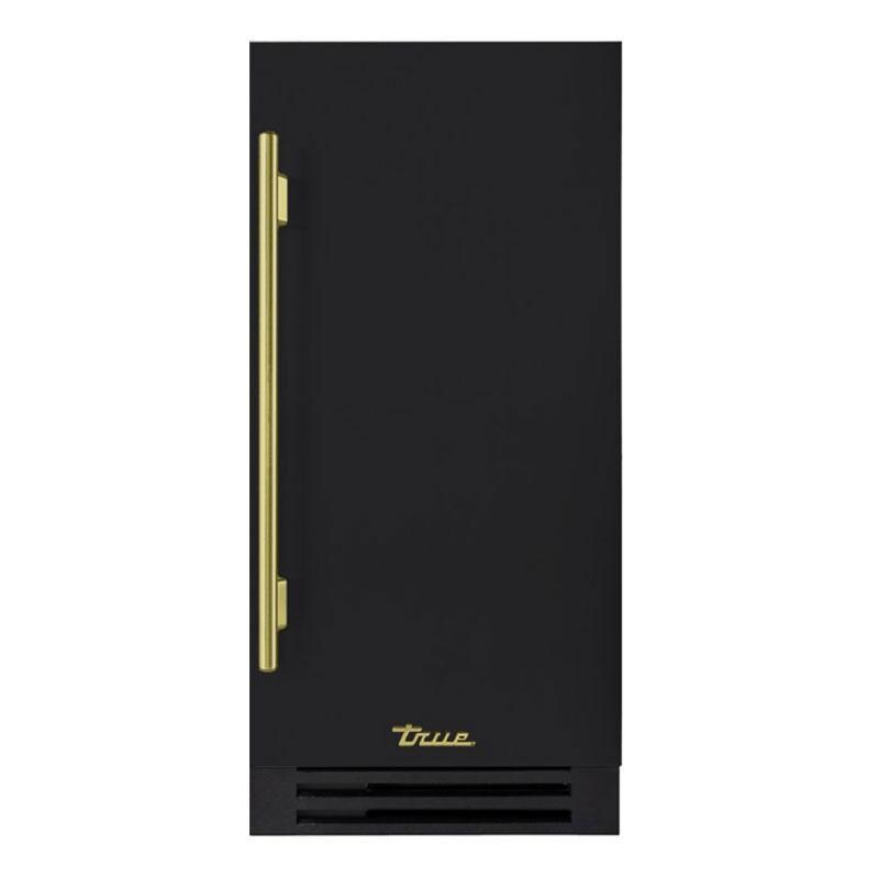 True ADA Height 15 Inch 75 Lb. Right Hinge Outdoor Ice Maker - Matte Black w/ Brass Handle - TUIADA-15-RS-A~027-H01