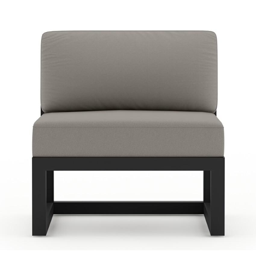 Lakeview Misty Cove 6 Pc Aluminum Sectional Set in Black w/Club Chair & Canvas Charcoal Cushions by Lakeview Outdoor Designs - Middle Section - White Background thumbnail