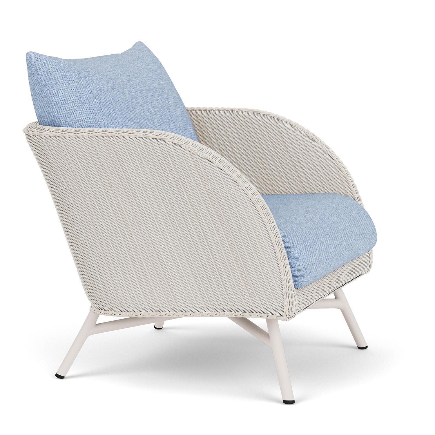 Lloyd Flanders Essence Lounge Chair W/Demo Skyway Fabric - Antique White Finish - Angled thumbnail