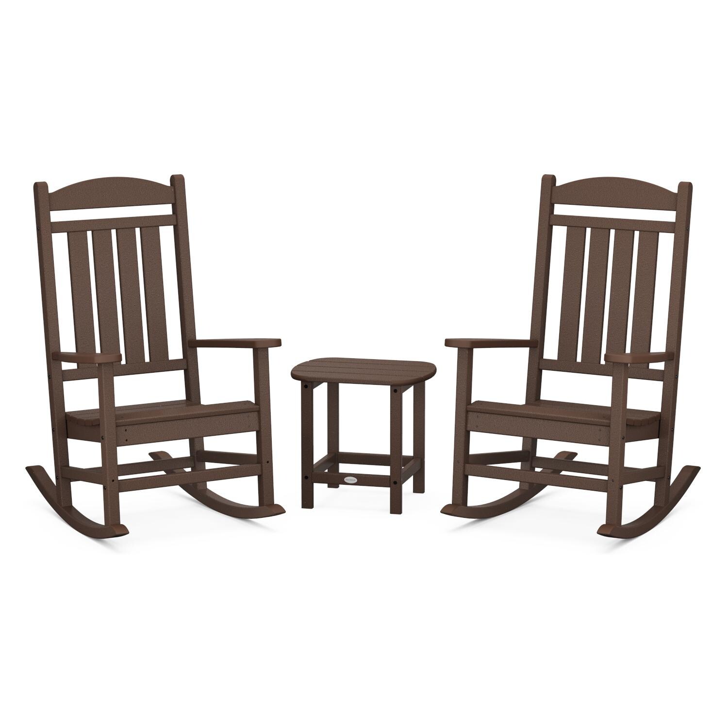 POLYWOOD Mahogany Presidential Rocker 3-Piece Set w/ South Beach 18-Inch Side Table thumbnail
