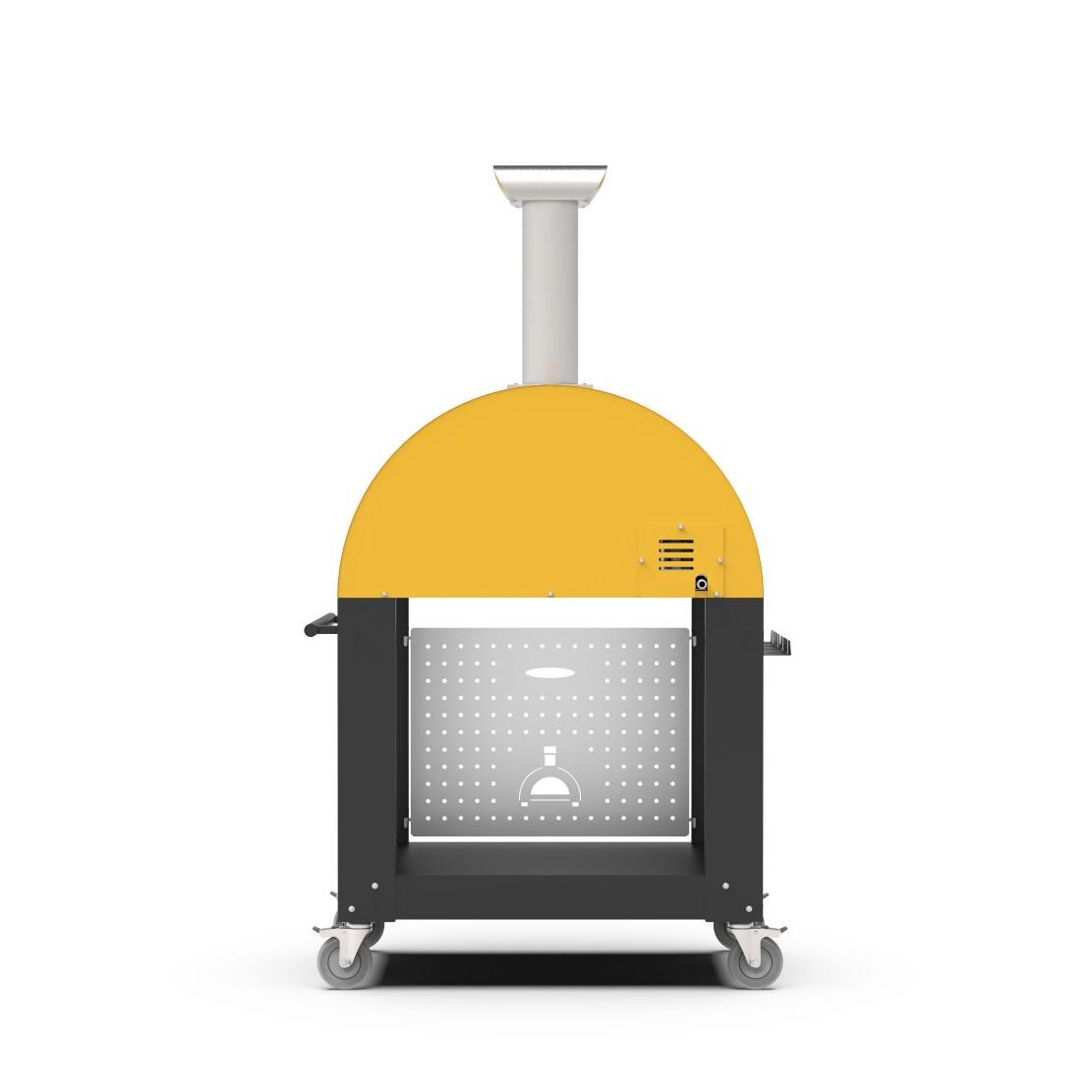 Alfa FXMD-2P-GGIA-U + BF-2P-NER Moderno 2 Pizze Propane Pizza Oven W/ Natural Gas Conversion Kit and Oven Base - Fire Yellow - Back thumbnail